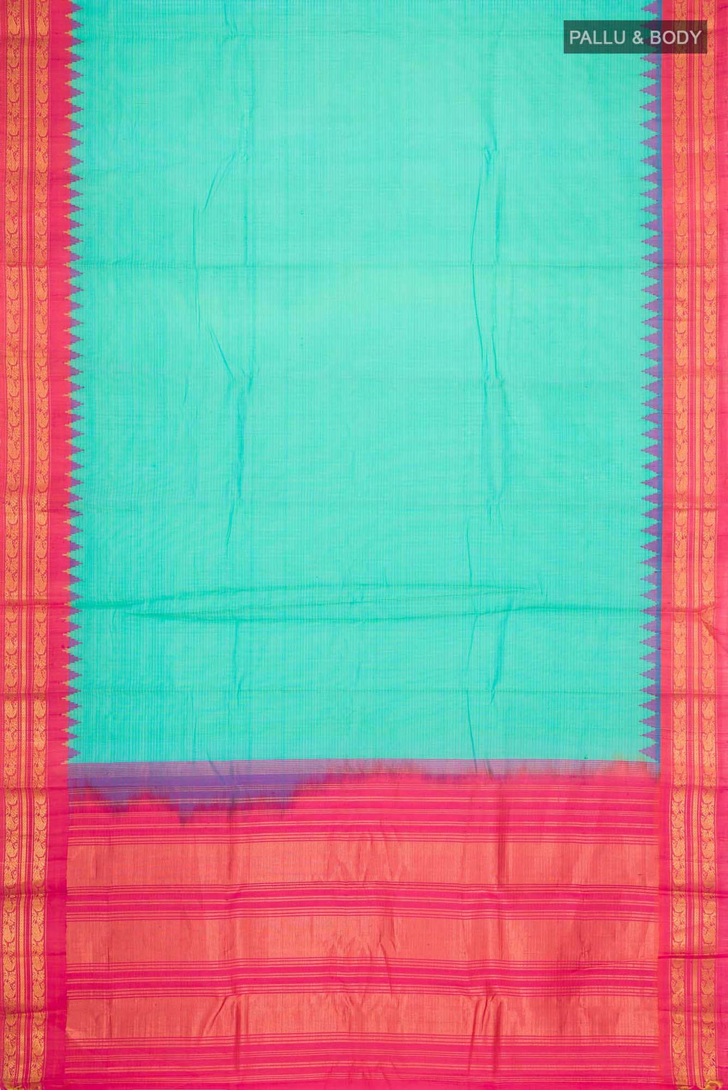 Turquoise Gadwal Silk Cotton Saree
