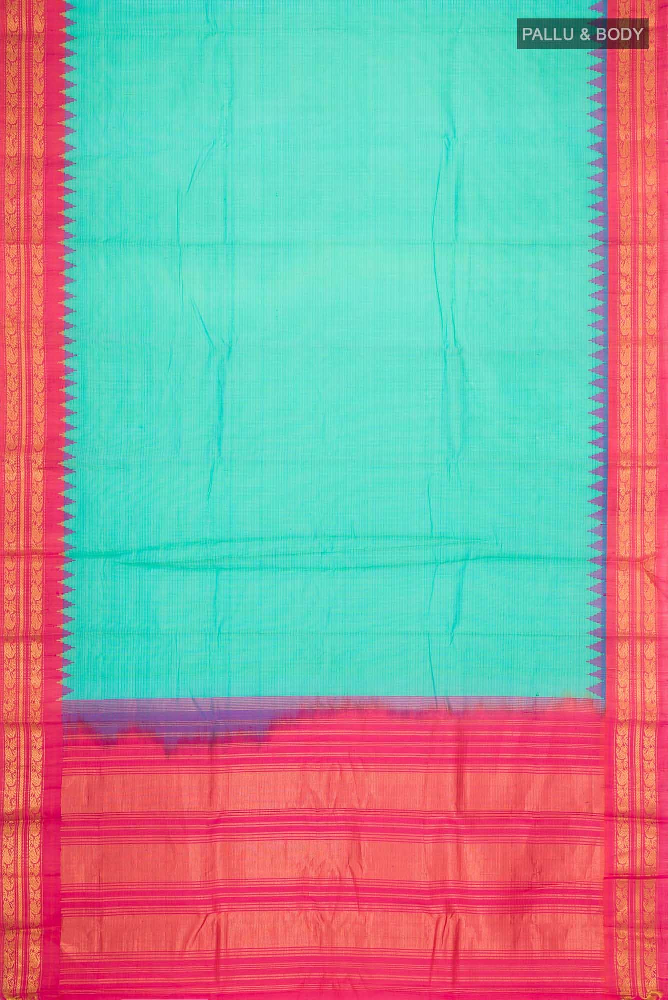 Turquoise Gadwal Silk Cotton Saree
