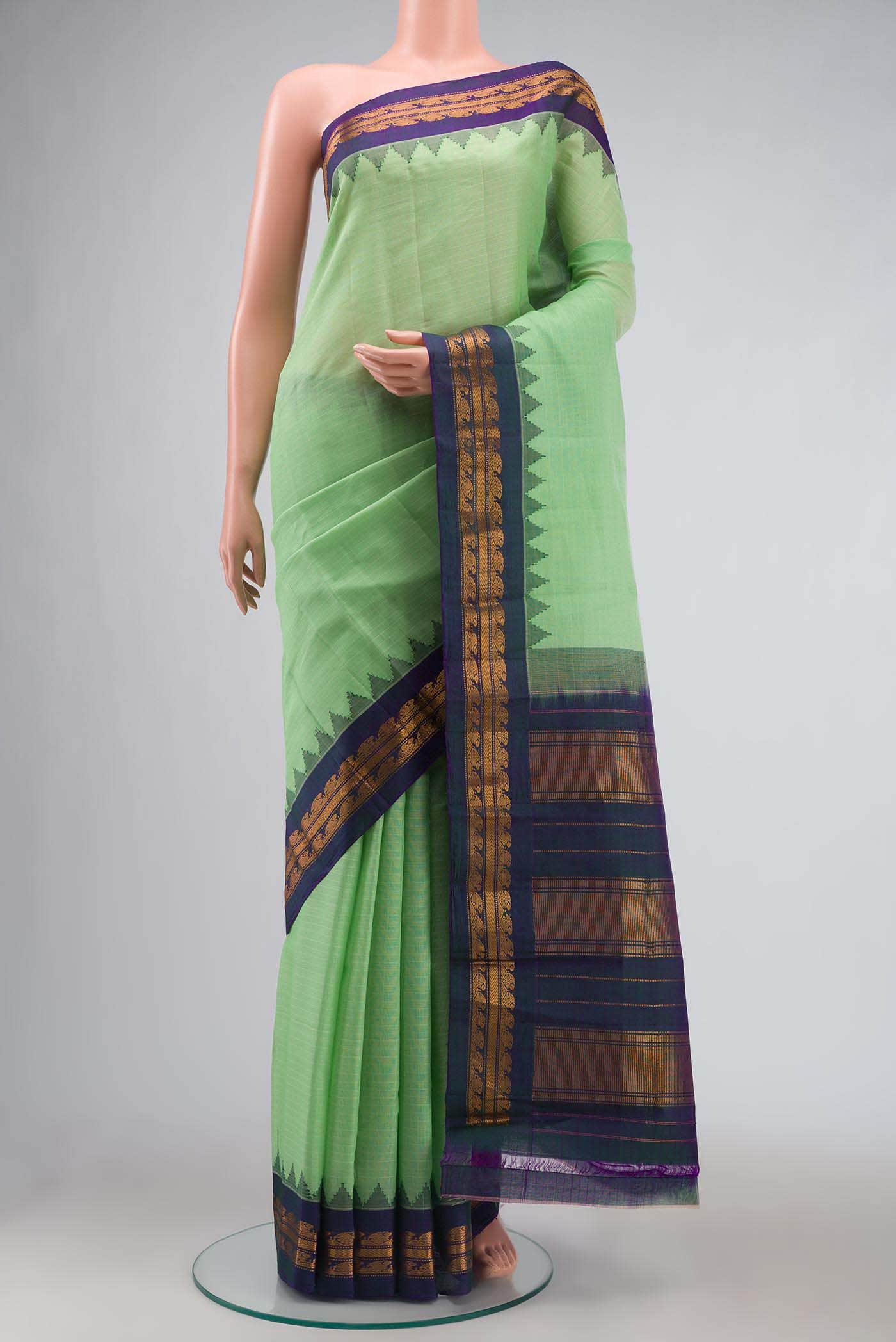 Green Gadwal cotton Saree
