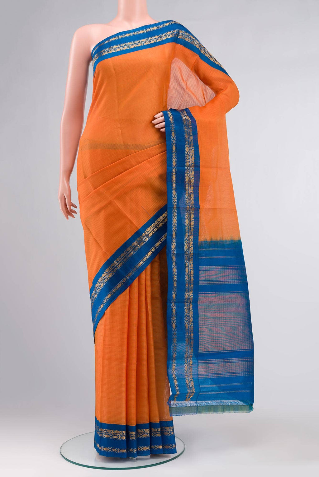 Orange Cotton Saree