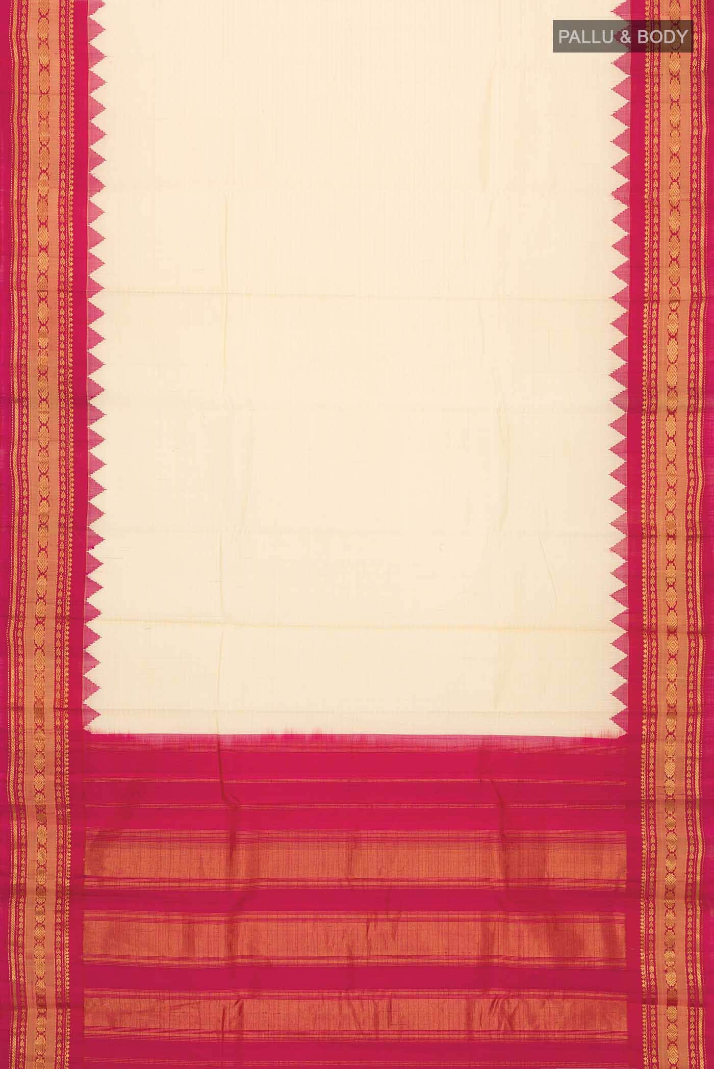 Beige Gadwal Silk Cotton Saree