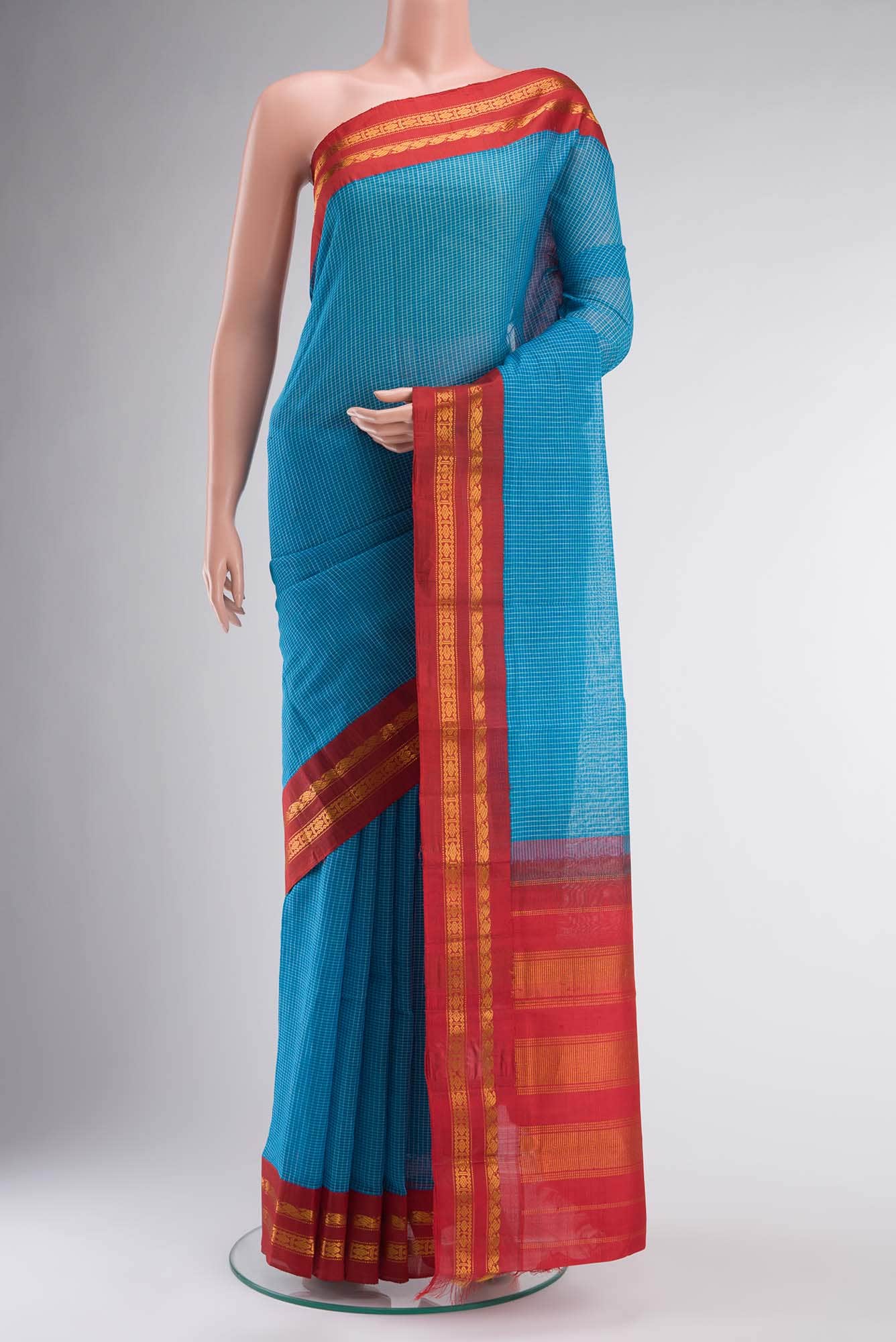 Blue Gadwal cotton Saree