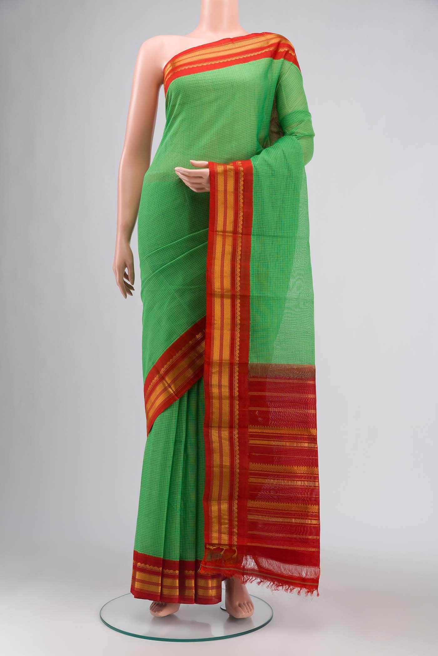 Green Gadwal cotton Saree