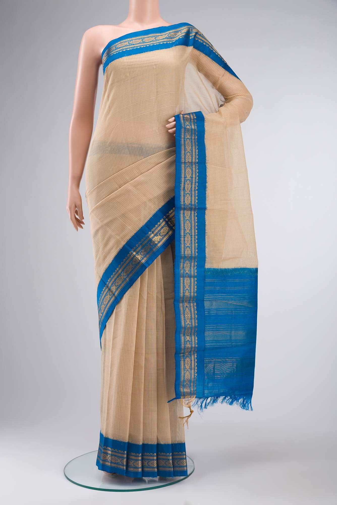 Beige Gadwal cotton Saree