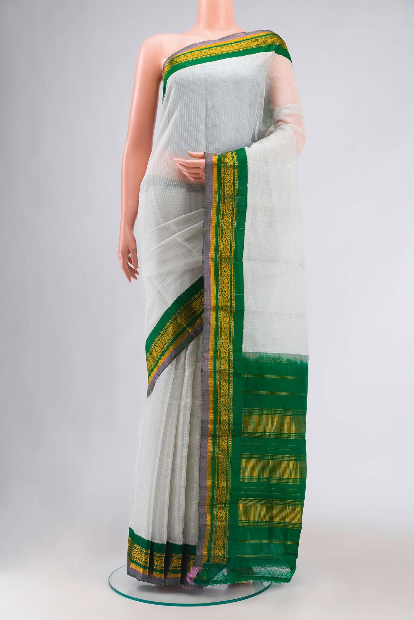 Grey Gadwal cotton Saree