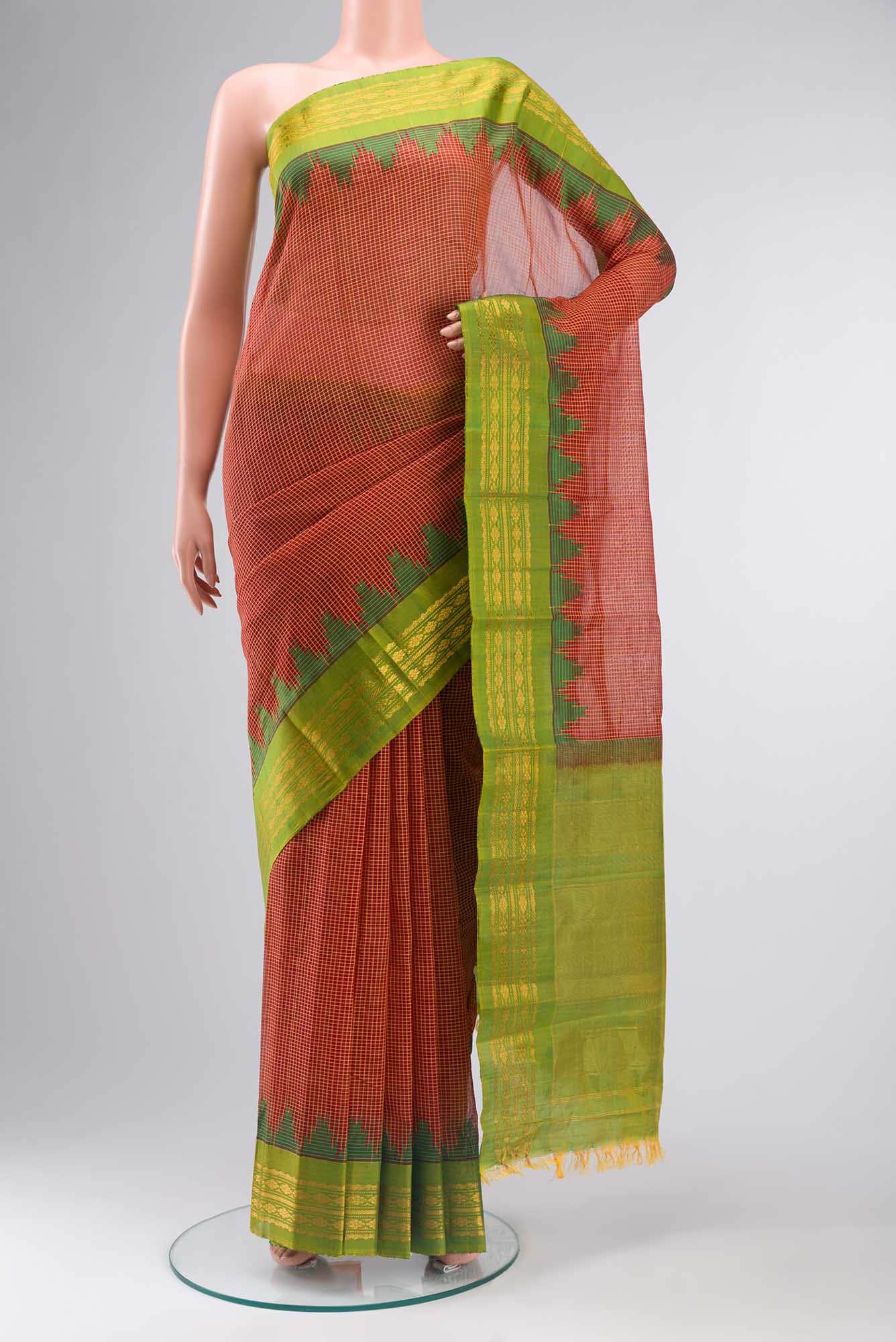 Maroon Gadwal cotton Saree