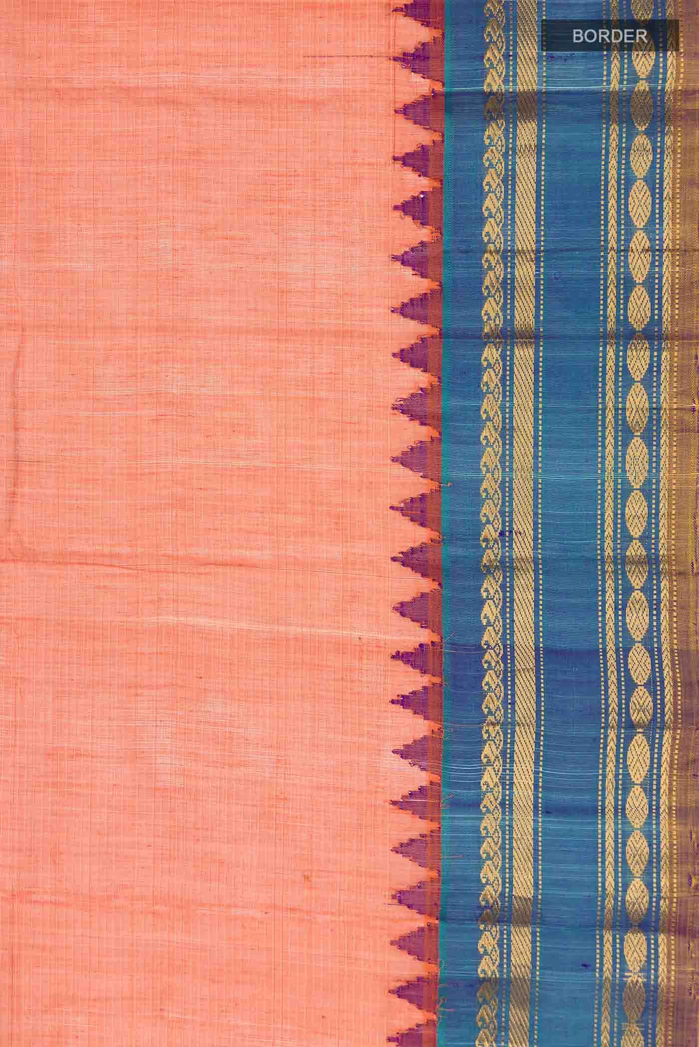 Orange Gadwal cotton Saree