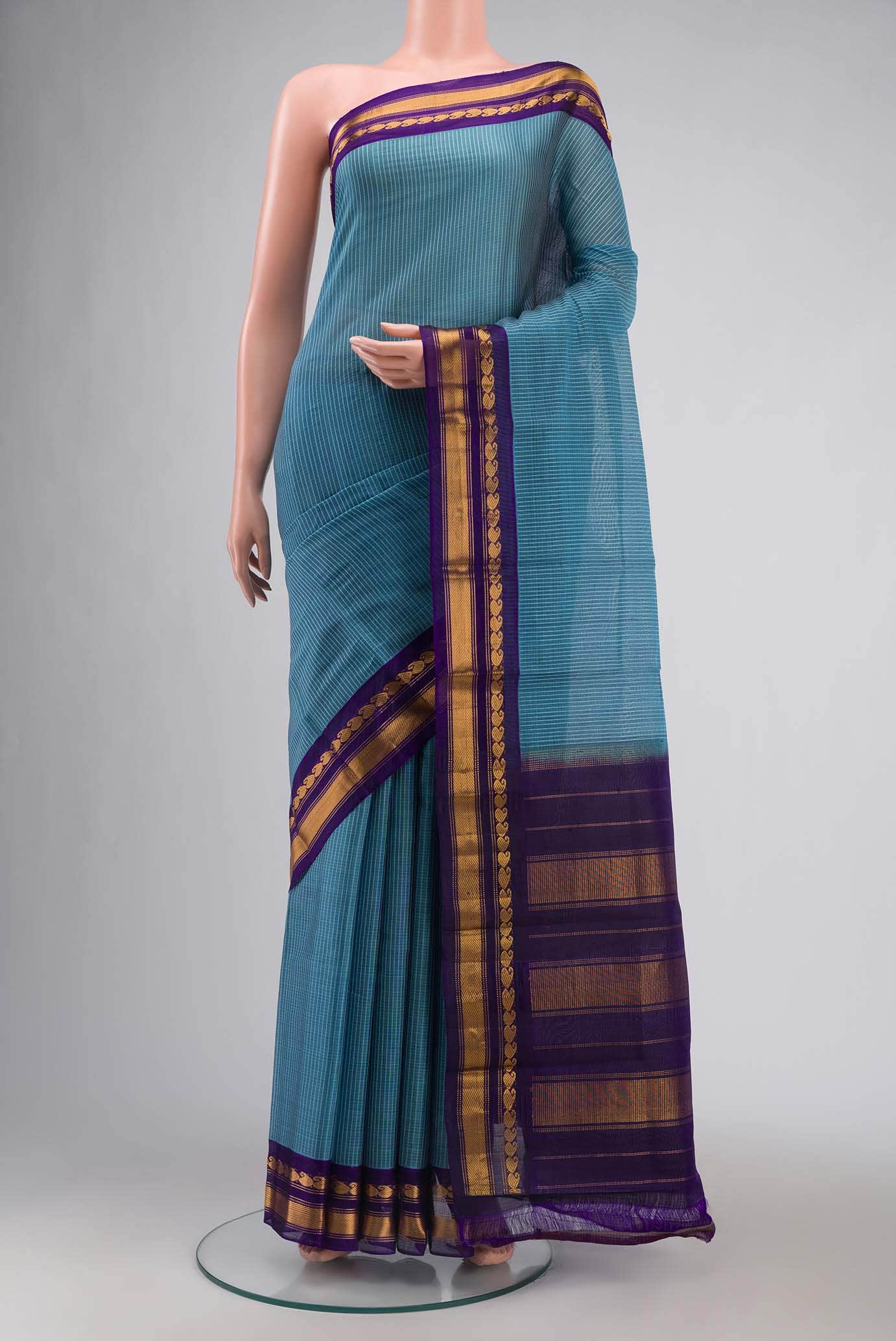 Blue Gadwal cotton Saree