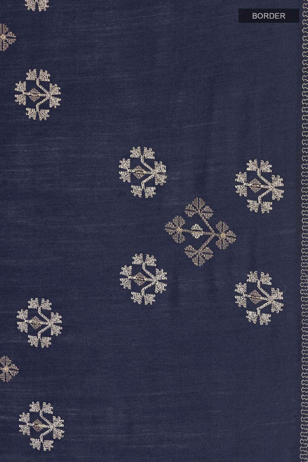 Navy Blue Tussar Silk Saree