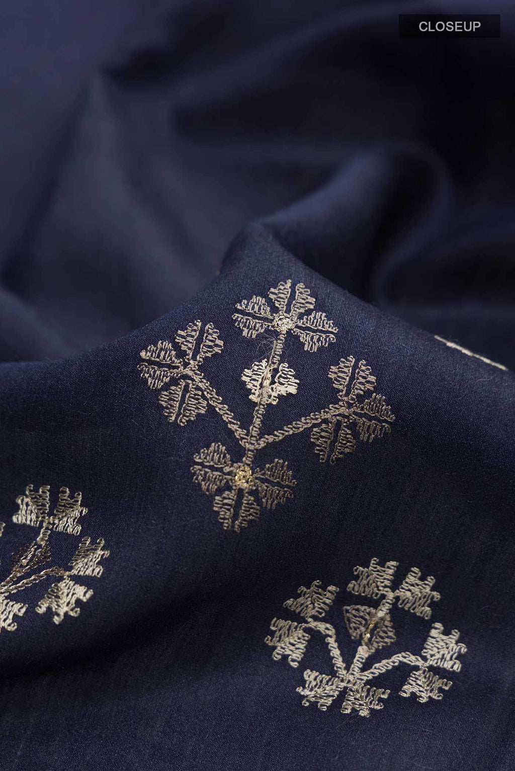 Navy Blue Tussar Silk Saree