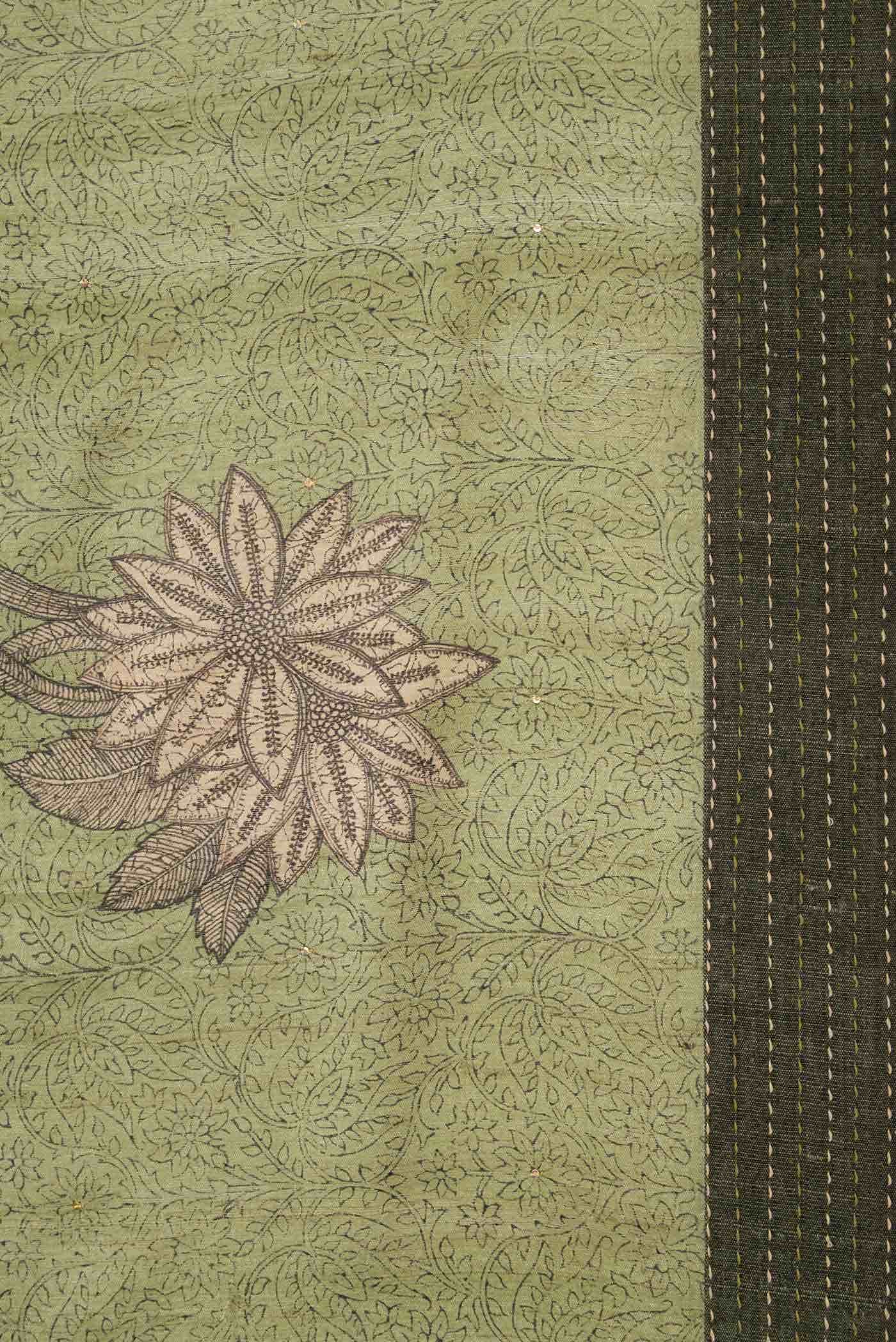 Green Tussar Silk Saree