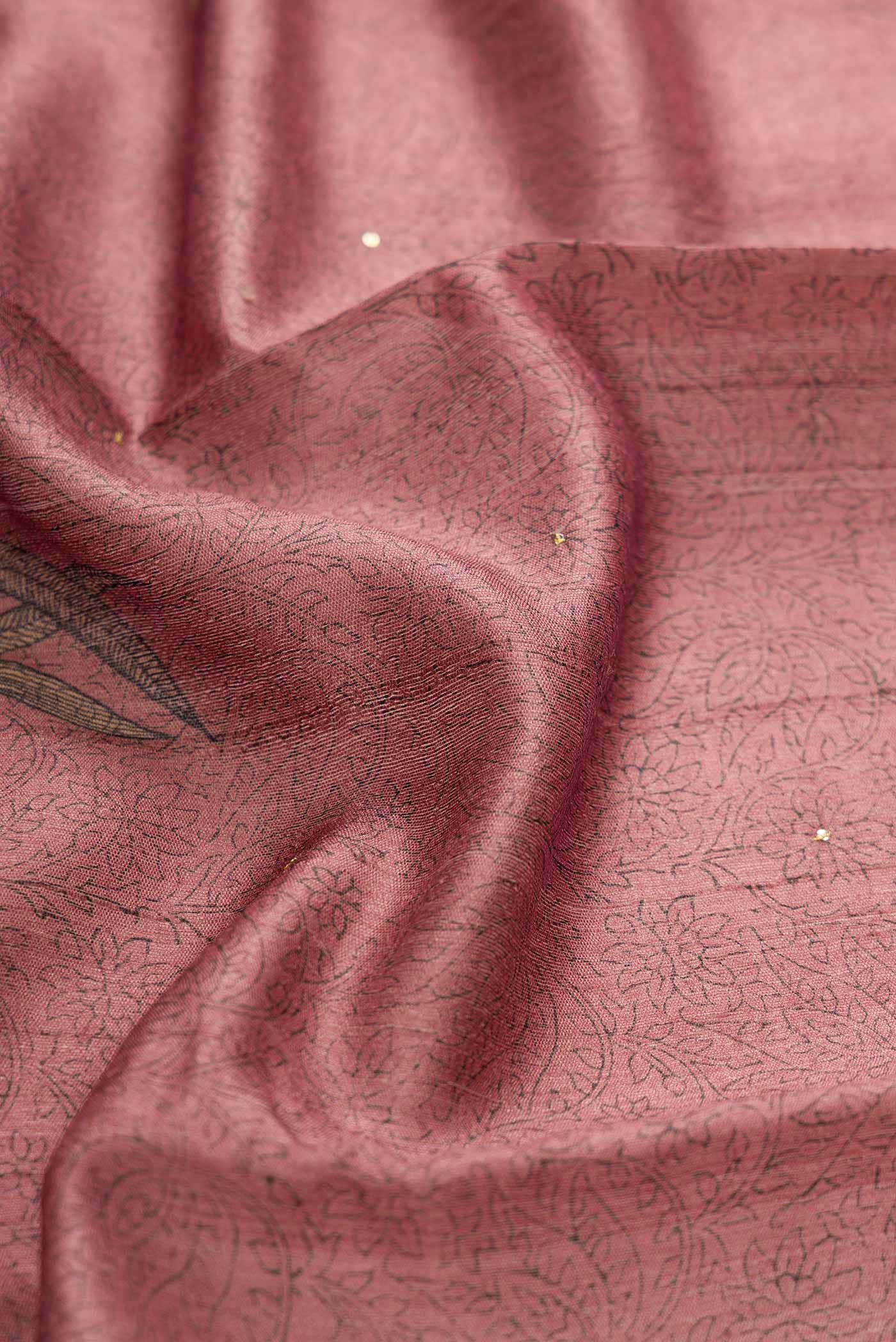 Maroon Tussar Silk Saree