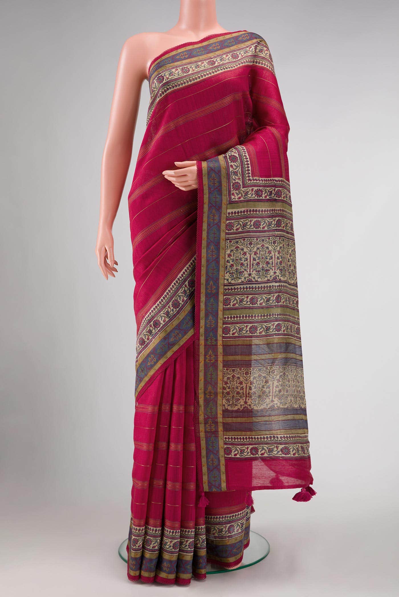 Maroon Tussar Silk Saree