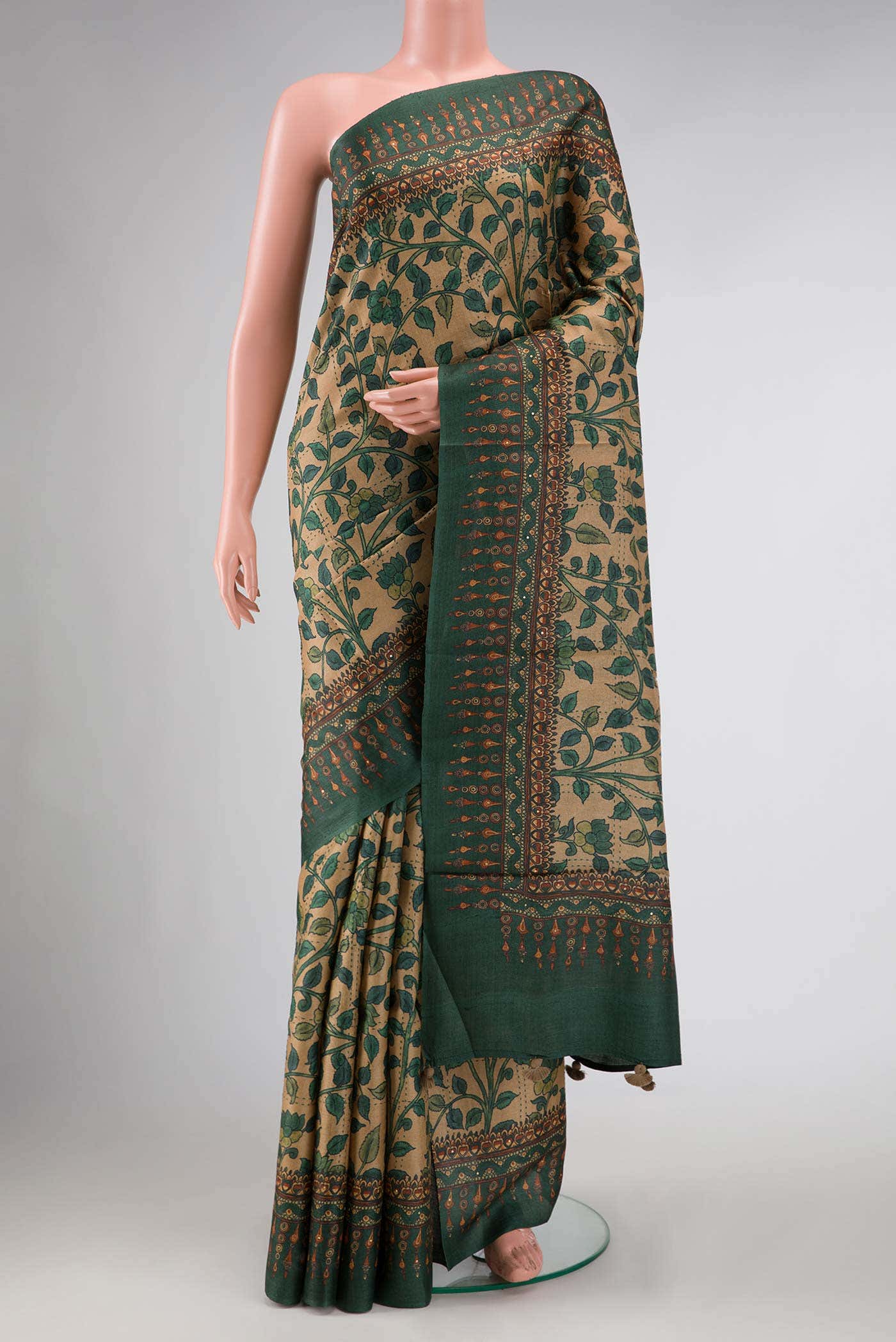 Sandal Tussar Silk Saree