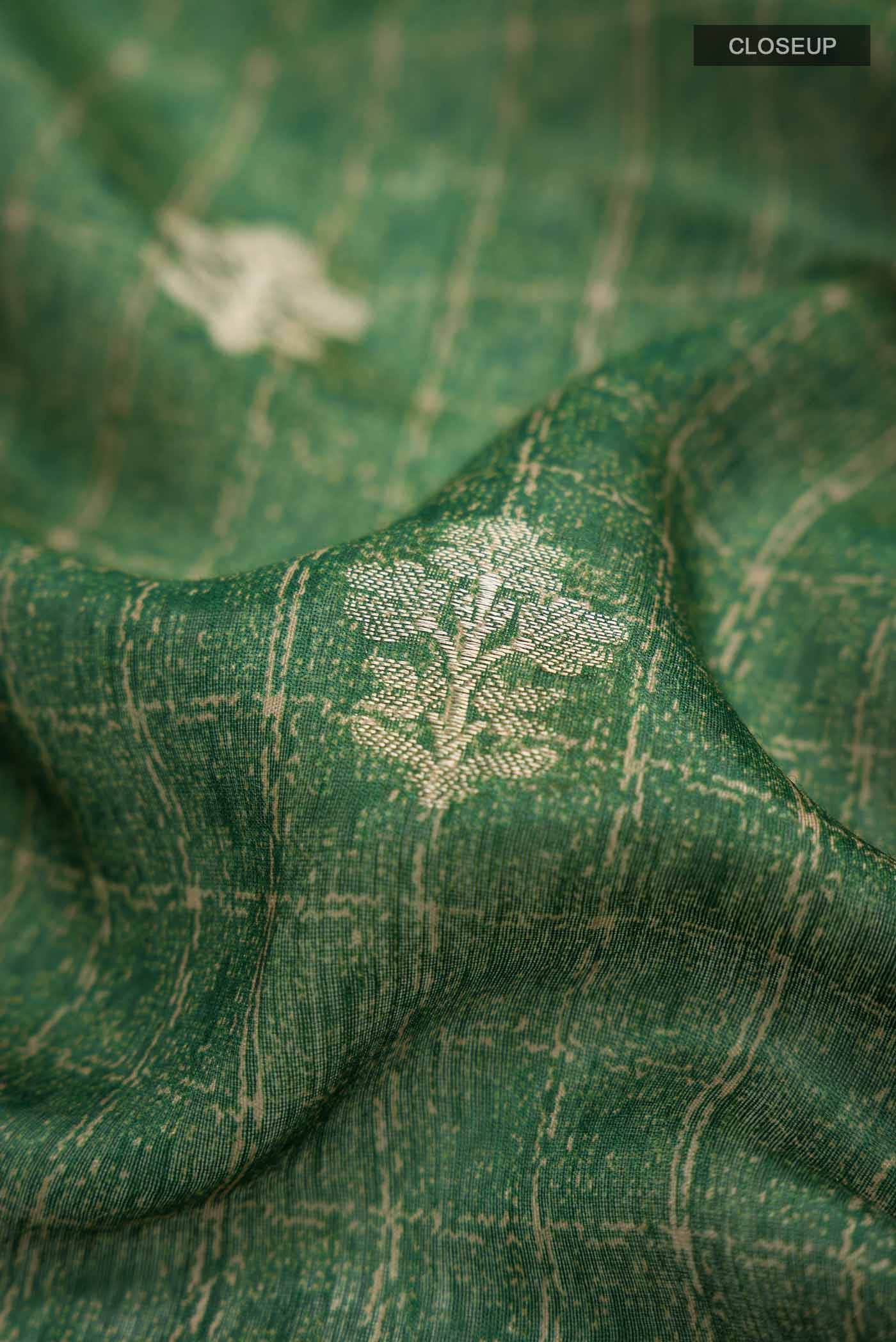 Green Bhagalpuri Tussar Silk Saree