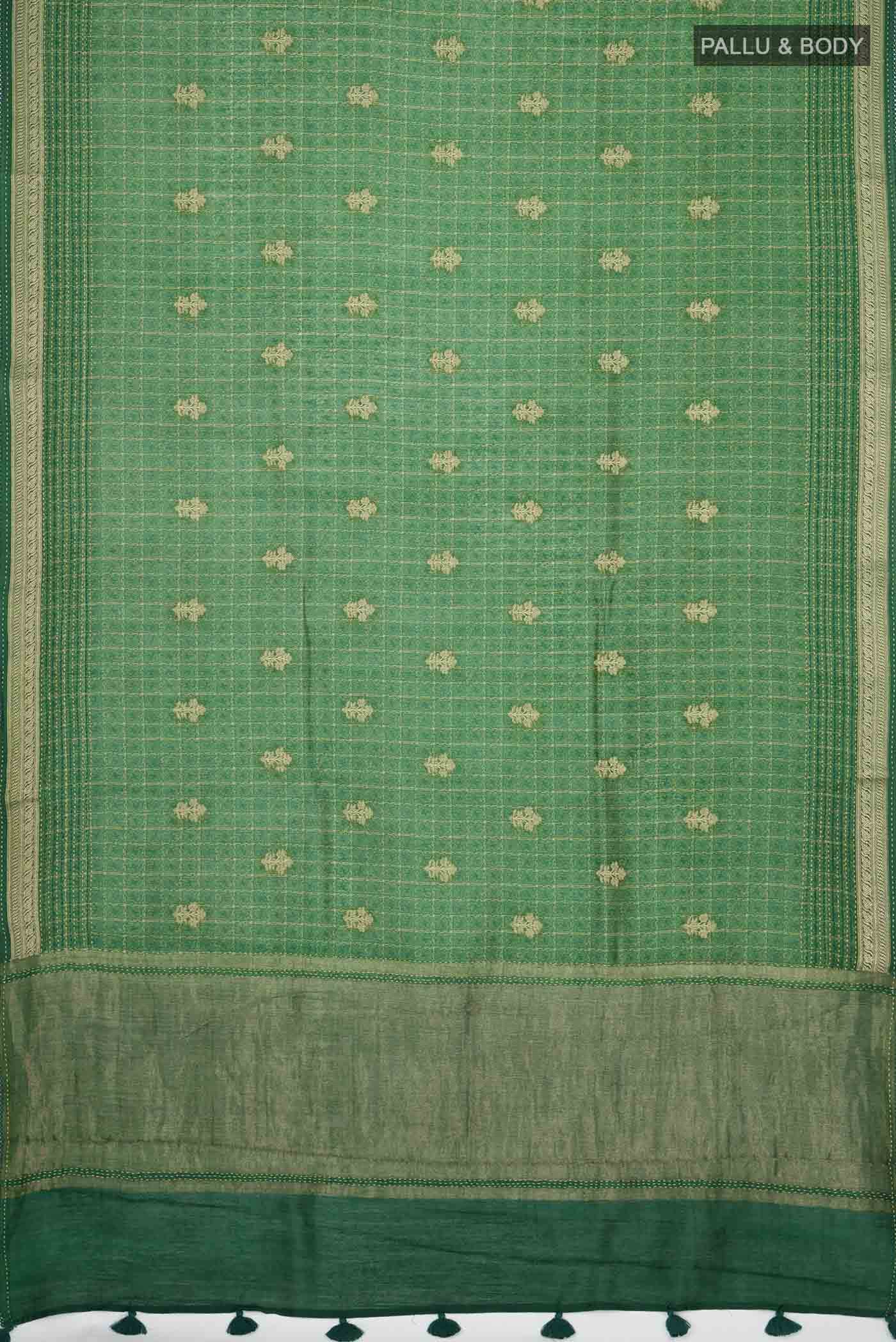 Green Bhagalpuri Tussar Silk Saree