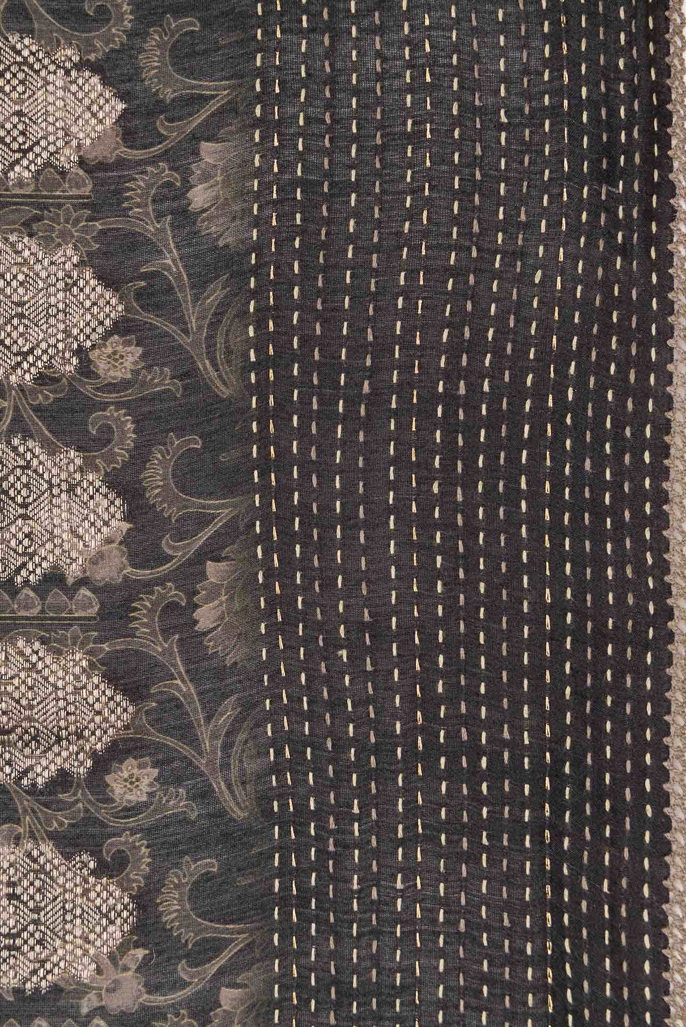 Black Tussar Silk Saree