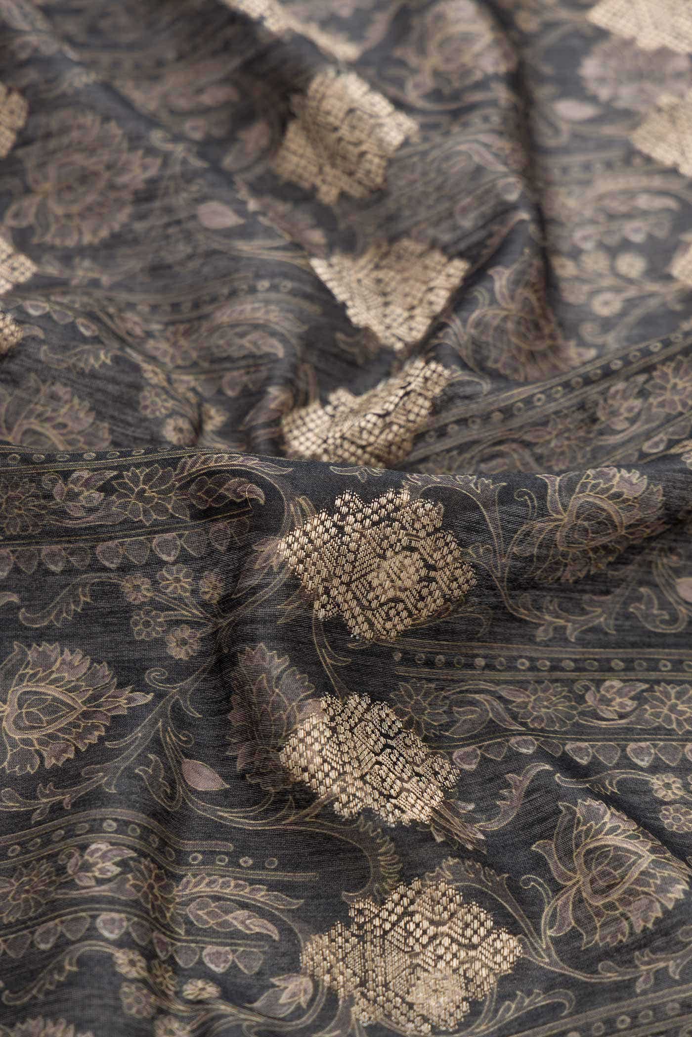 Black Tussar Silk Saree