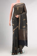 Navy Blue Dual Tone Tussar Silk Saree