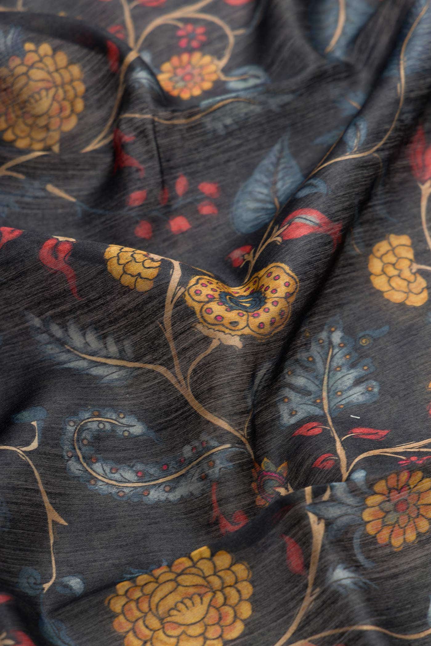 Black Tussar Silk Saree