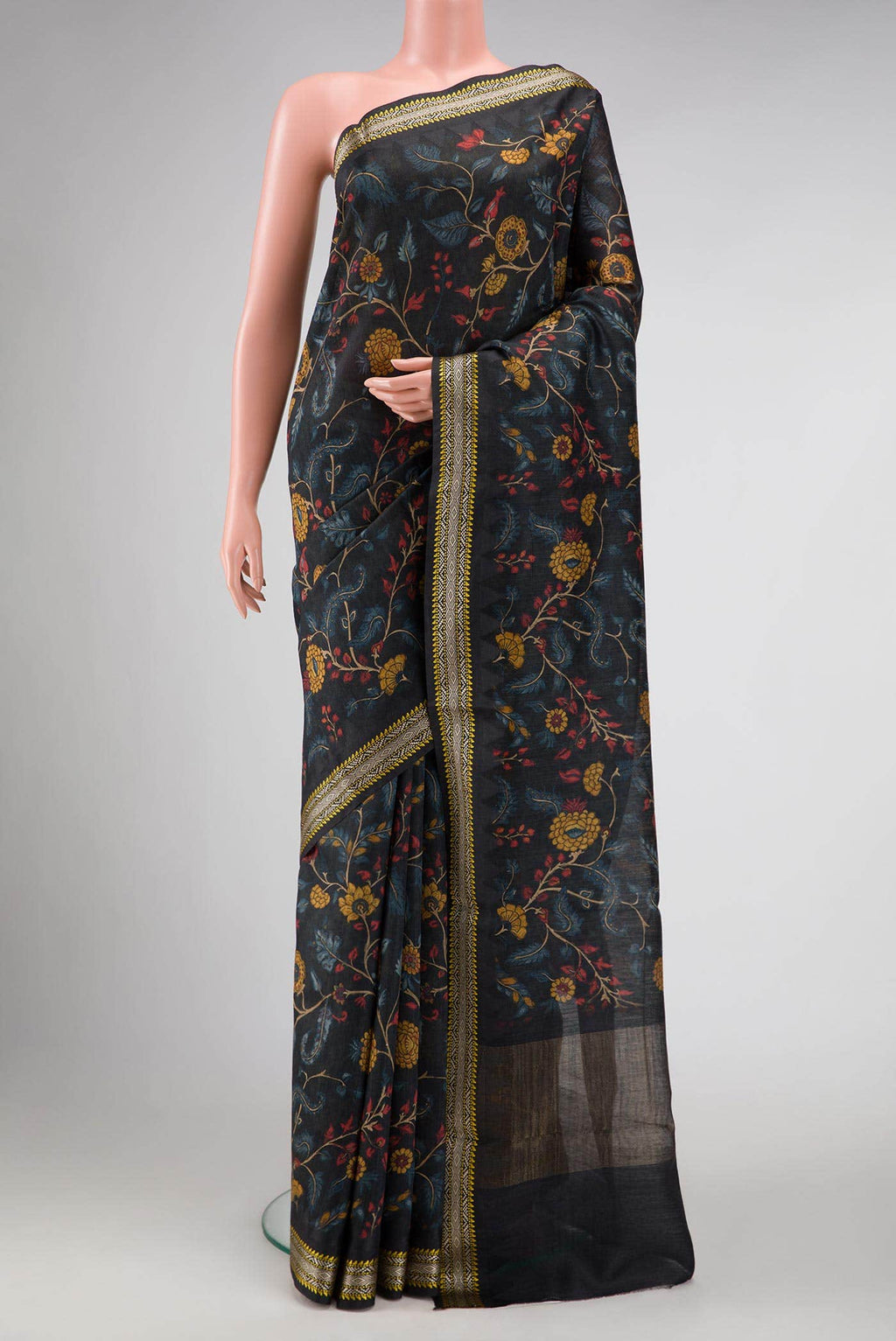 Black Tussar Silk Saree