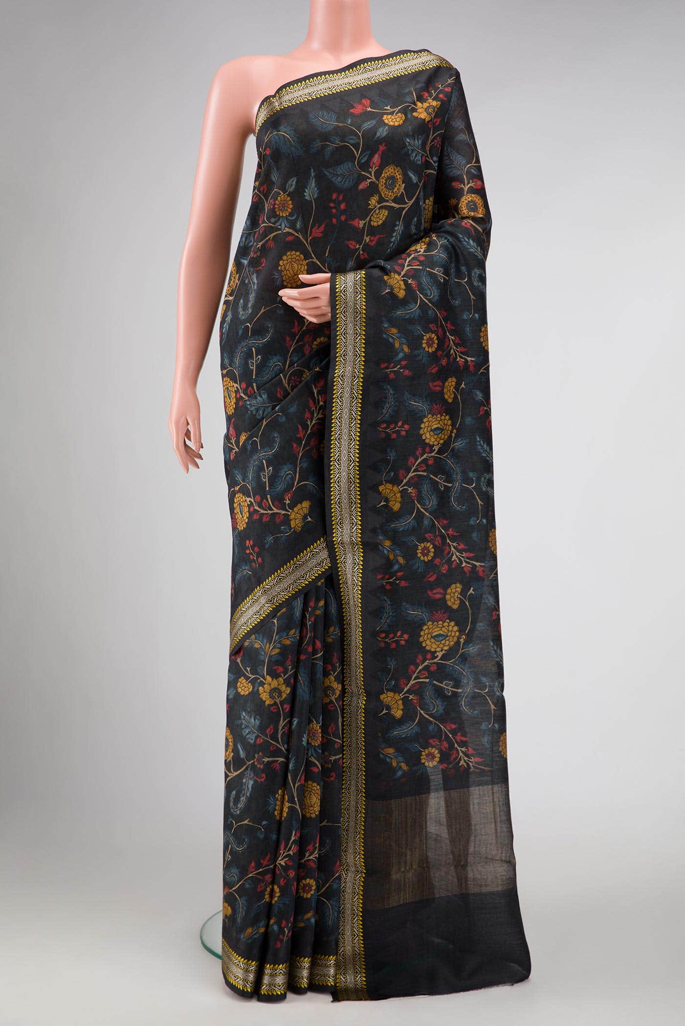 Black Tussar Silk Saree