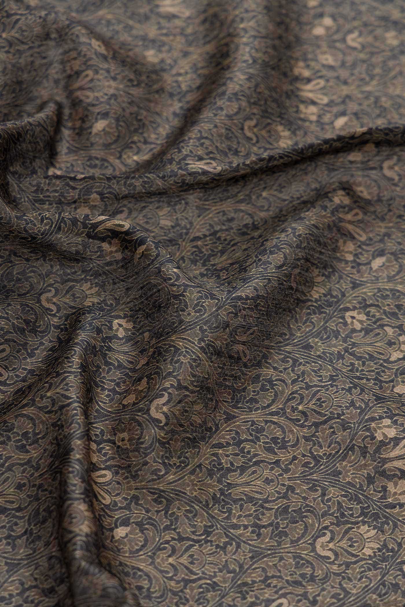 Navy Blue Tussar Silk Saree