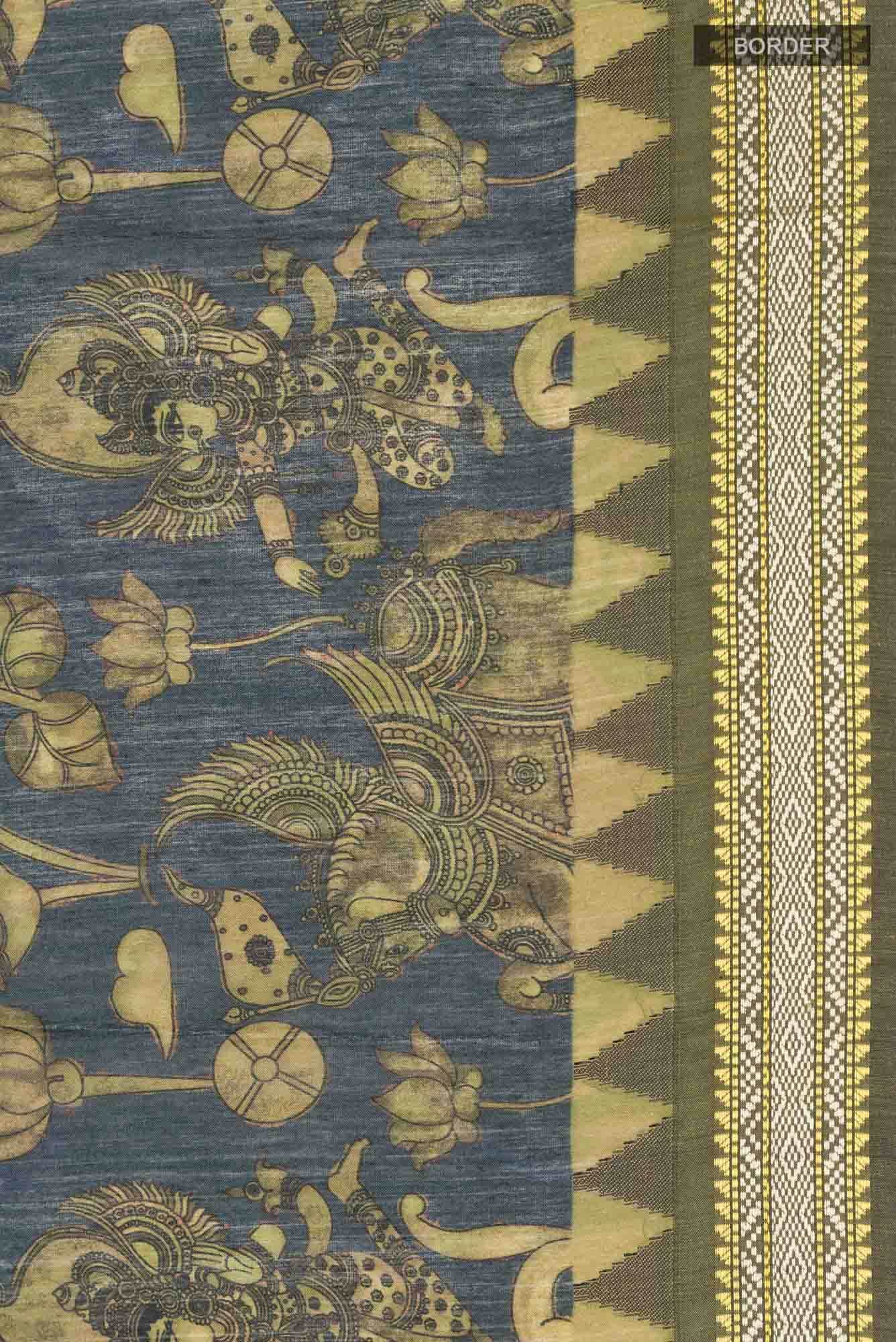 Blue Bhagalpuri Tussar Silk Saree