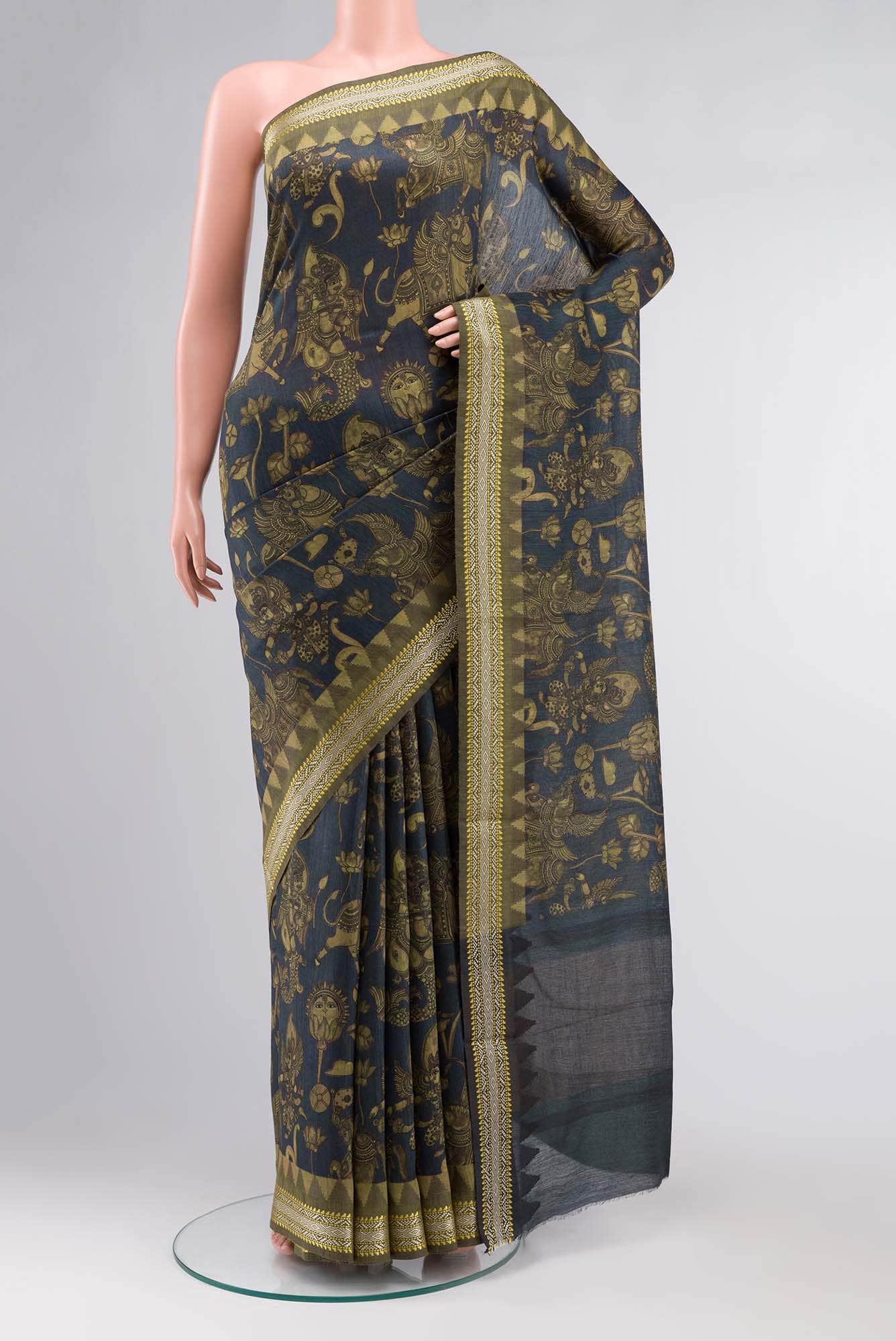 Blue Bhagalpuri Tussar Silk Saree