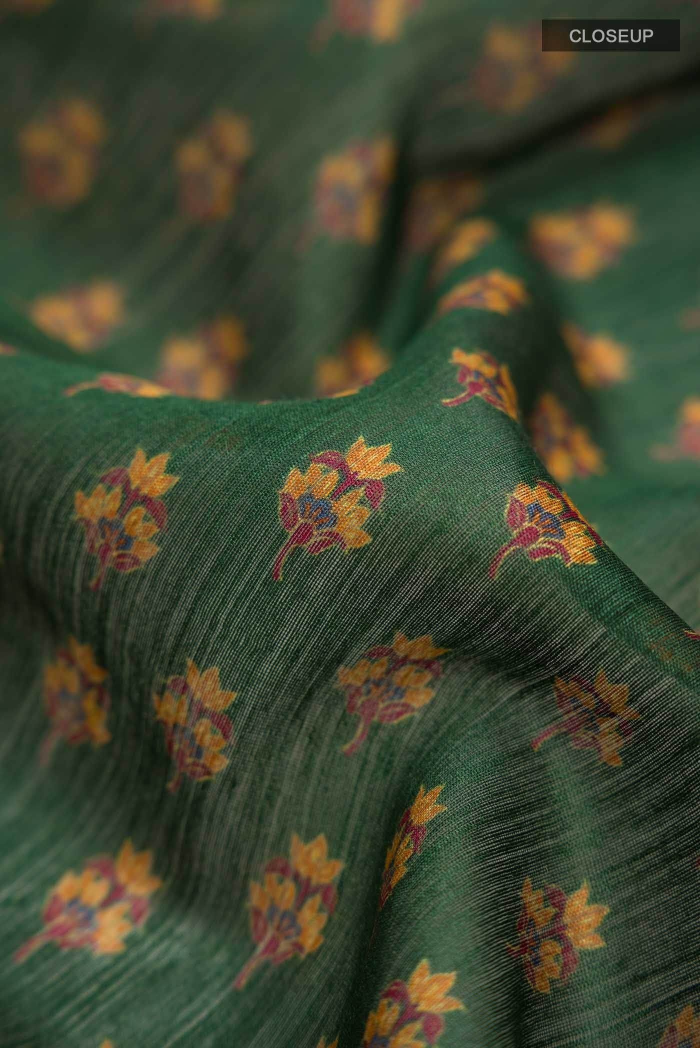 Green Bhagalpuri Tussar Silk Saree