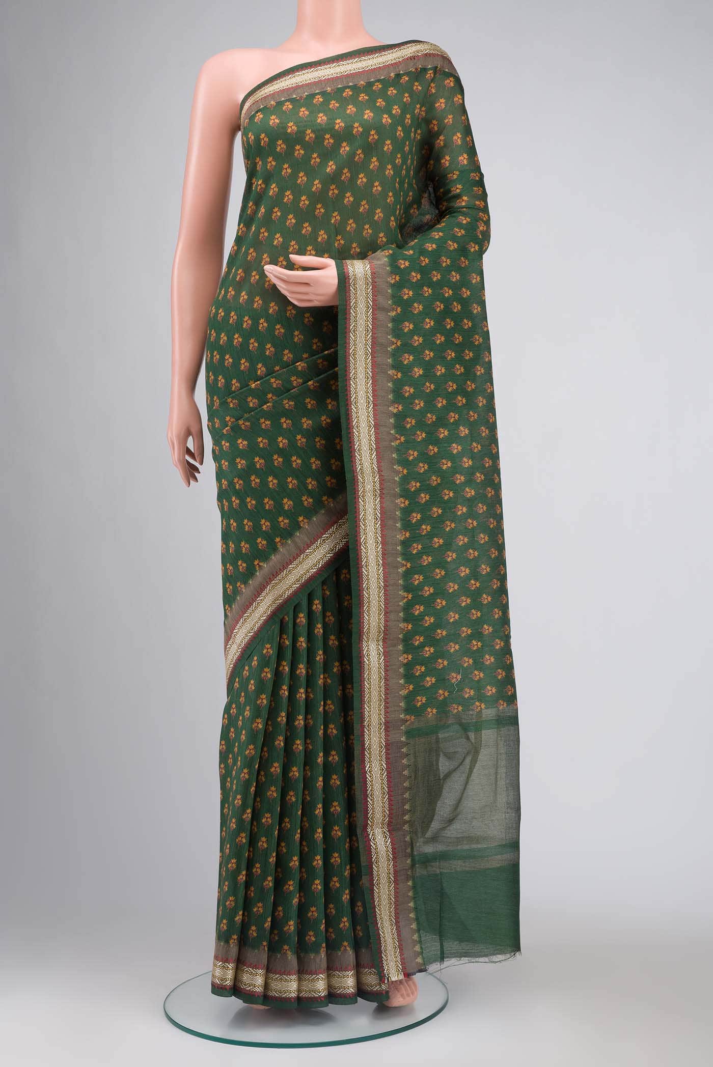 Green Bhagalpuri Tussar Silk Saree