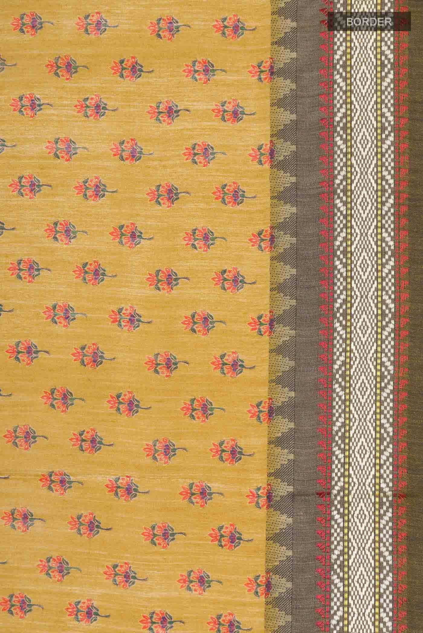 Mustard Tussar Silk Saree