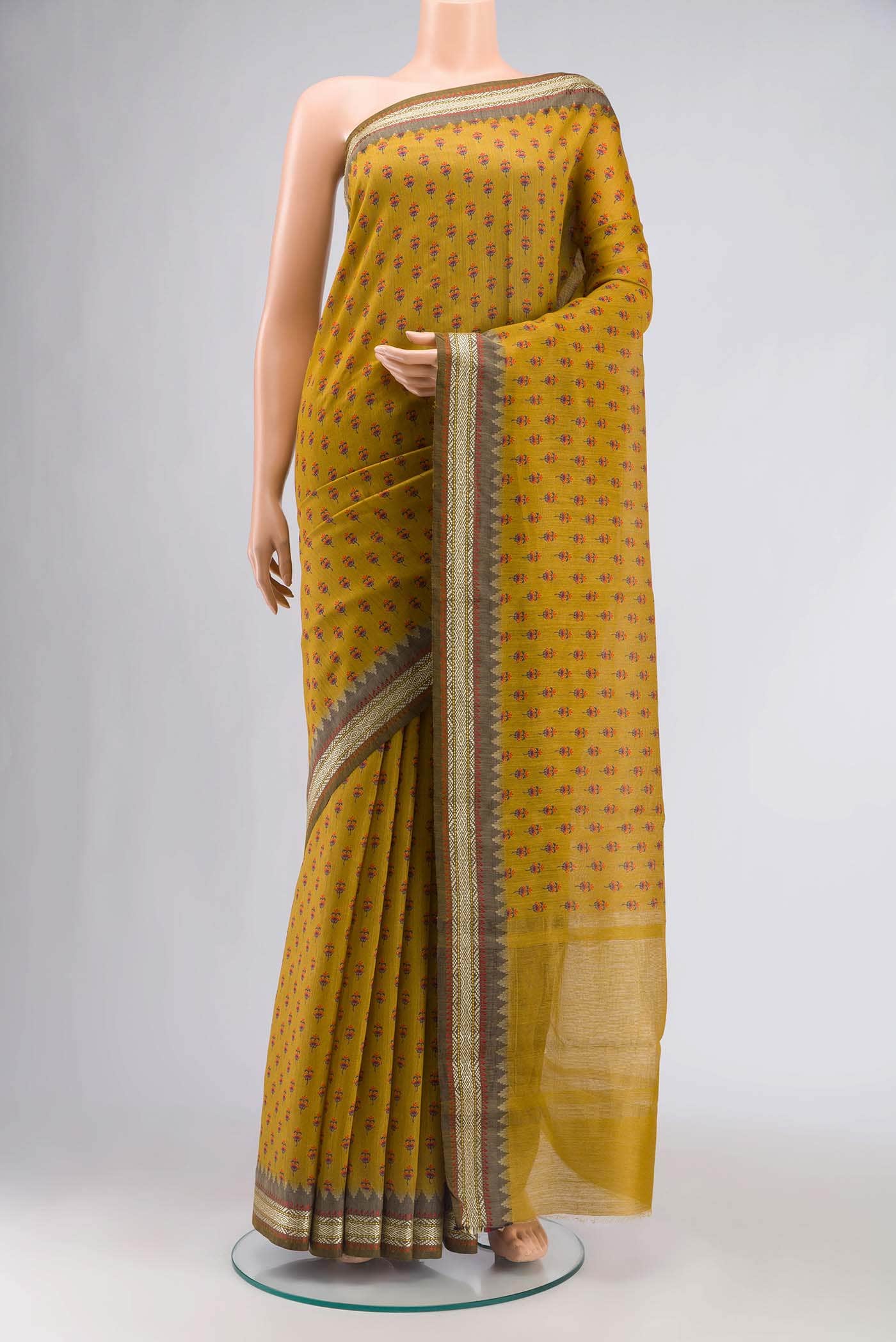 Mustard Tussar Silk Saree