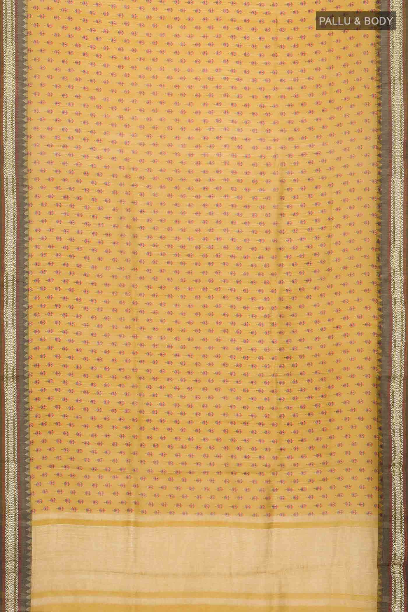 Mustard Tussar Silk Saree