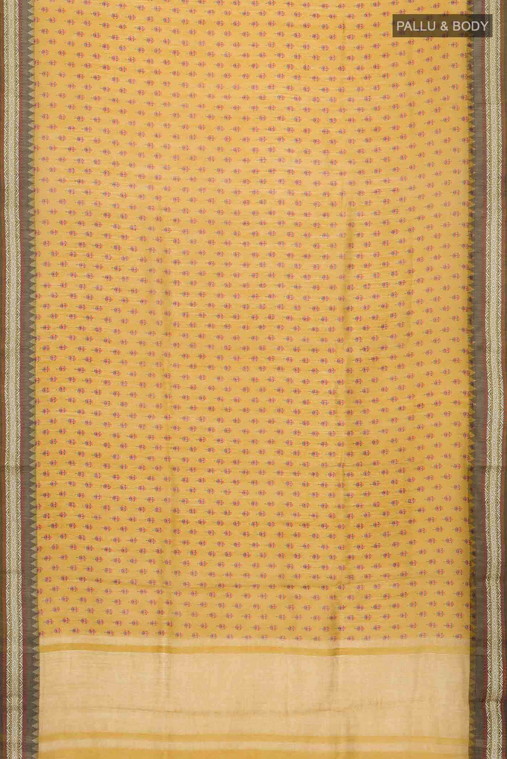 Mustard Tussar Silk Saree