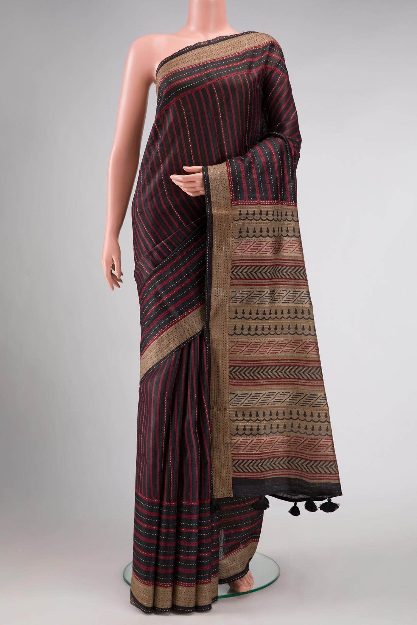 Black Tussar Silk Saree