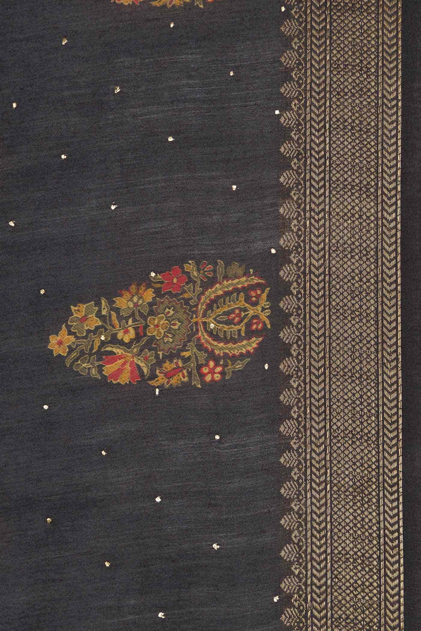 Black Tussar Silk Saree