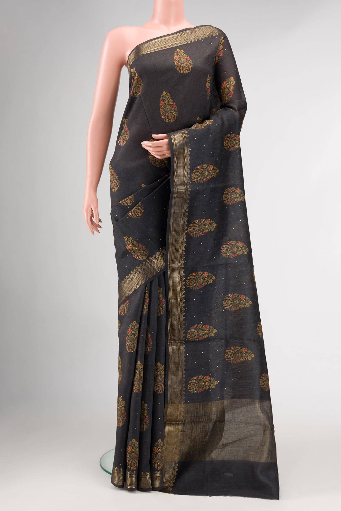 Black Tussar Silk Saree