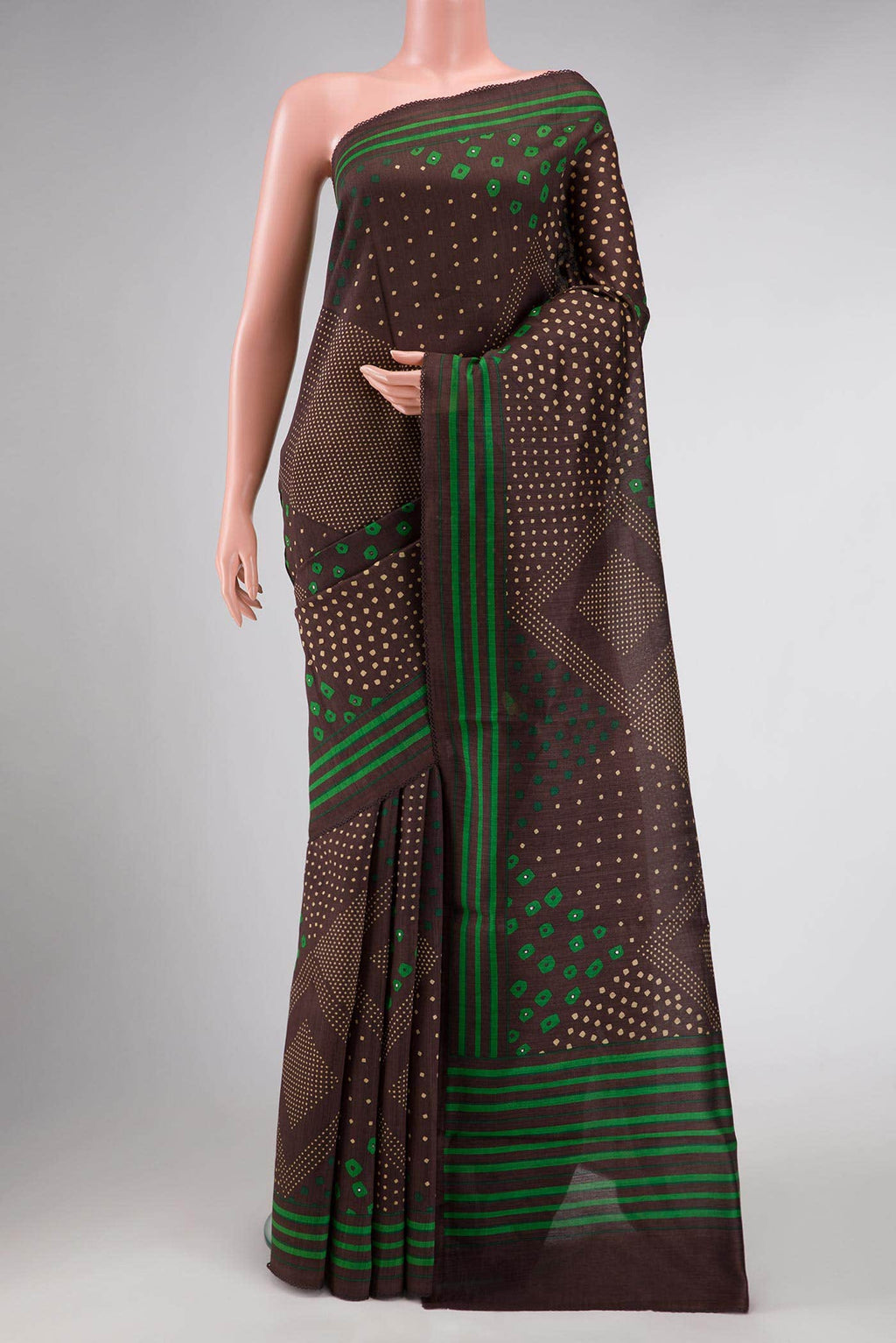 Coffee Brown Dual Tone Jute Silk Saree