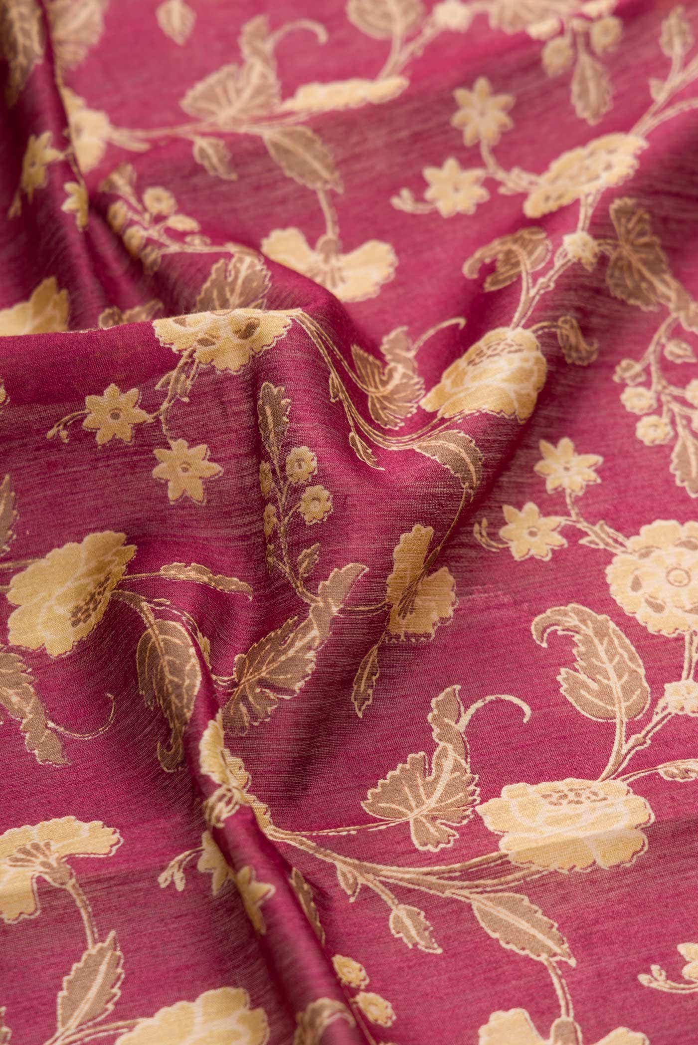 Magenta Tussar Silk Saree