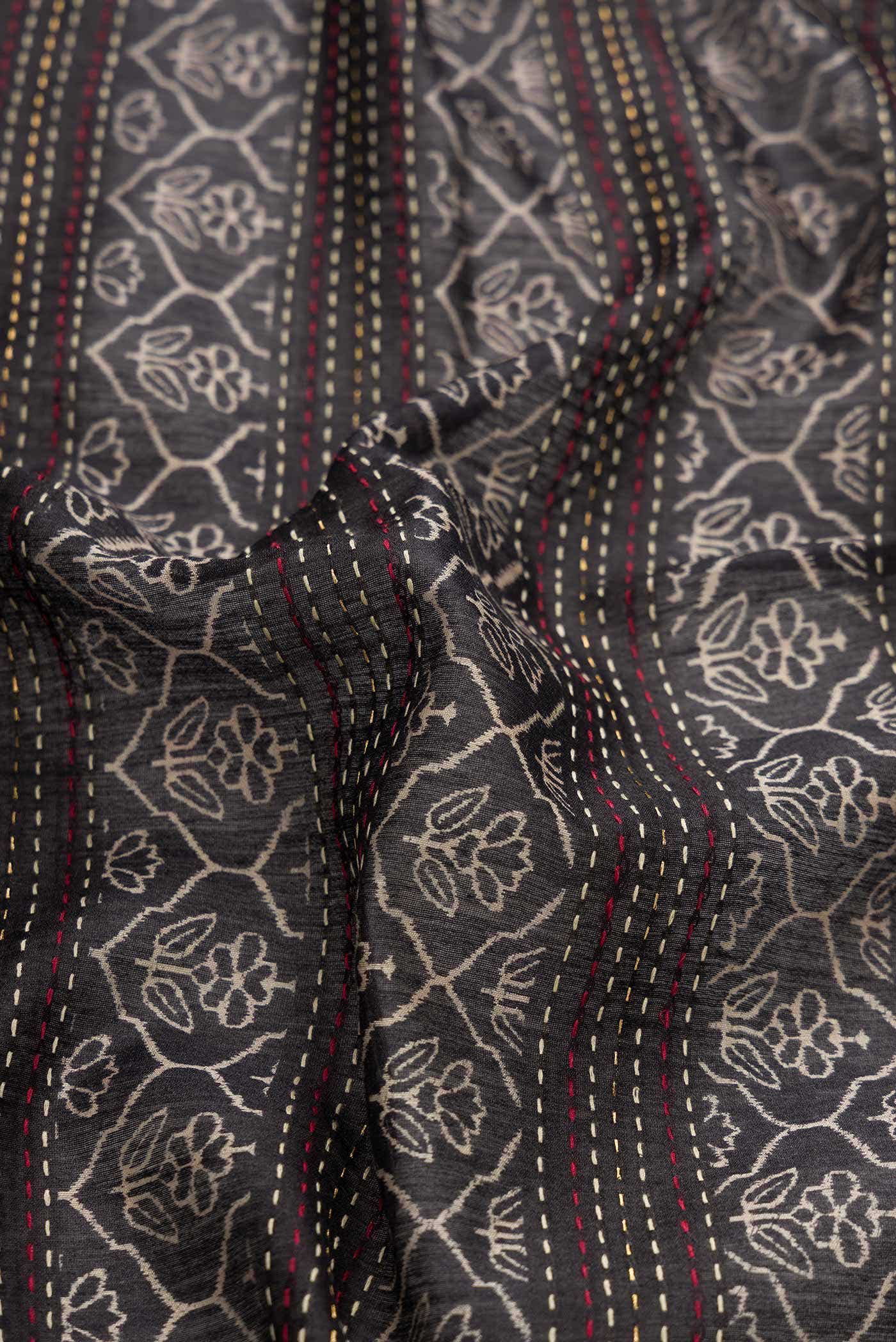 Black Tussar Silk Saree