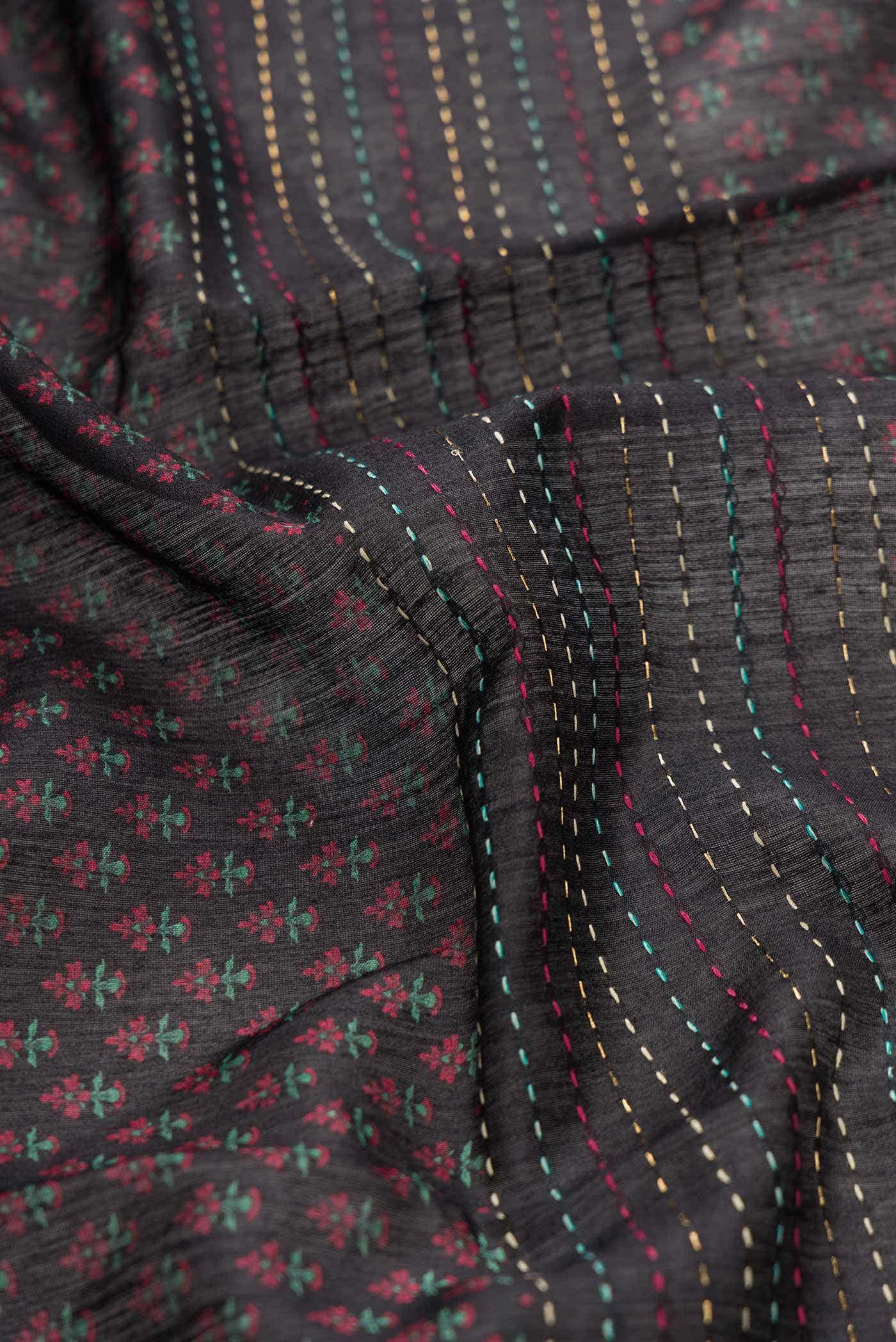 Black Dual Tone Tussar Silk Saree