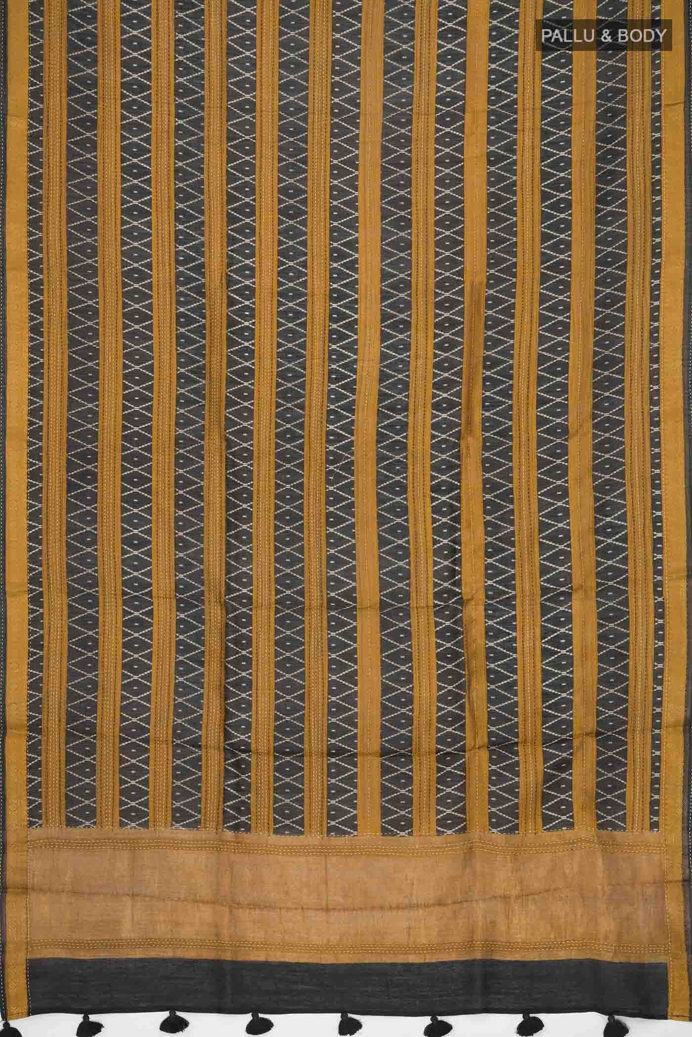 Black Bhagalpuri Tussar Silk Saree