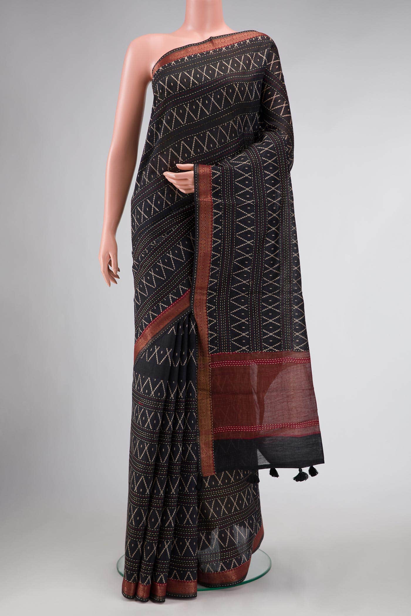 Black Tussar Silk Saree