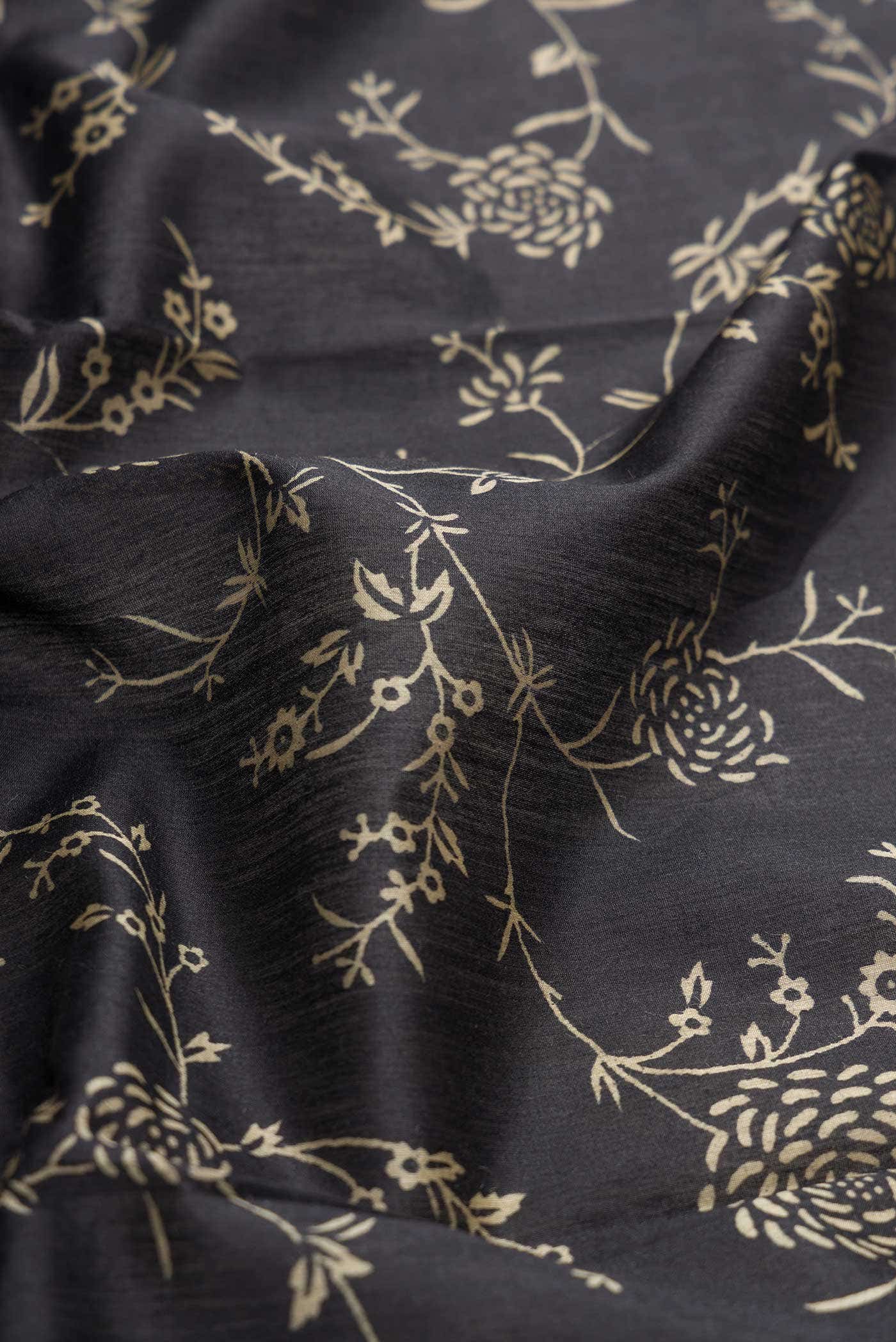 Black Tussar Silk Saree