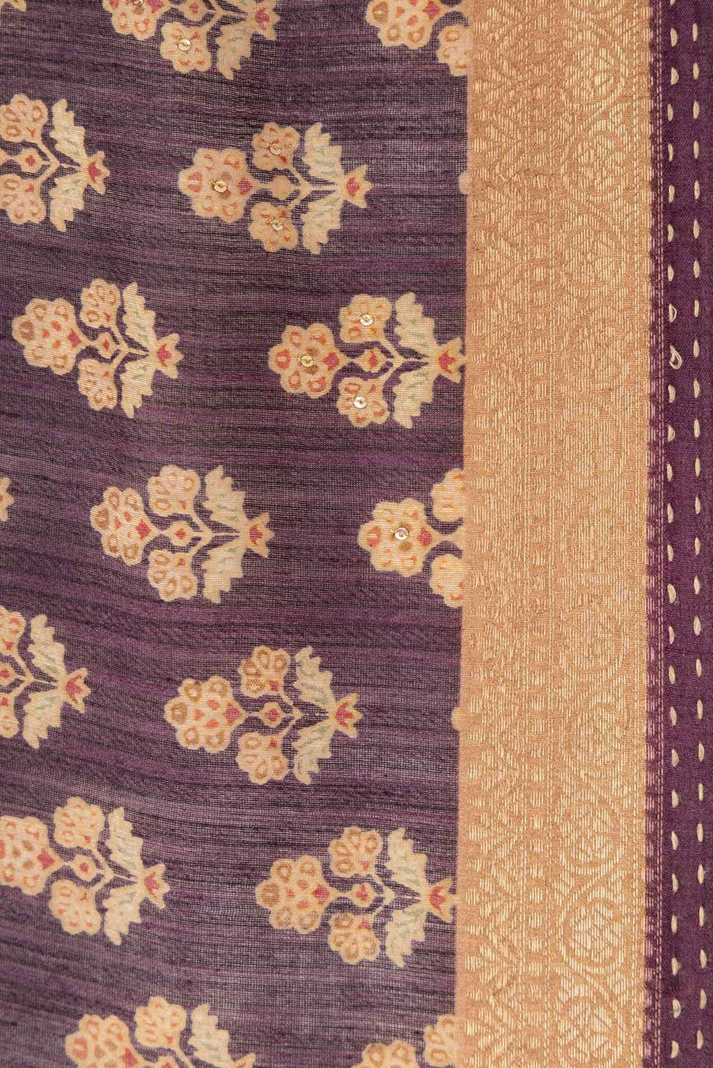 Burgundy Tussar Silk Saree