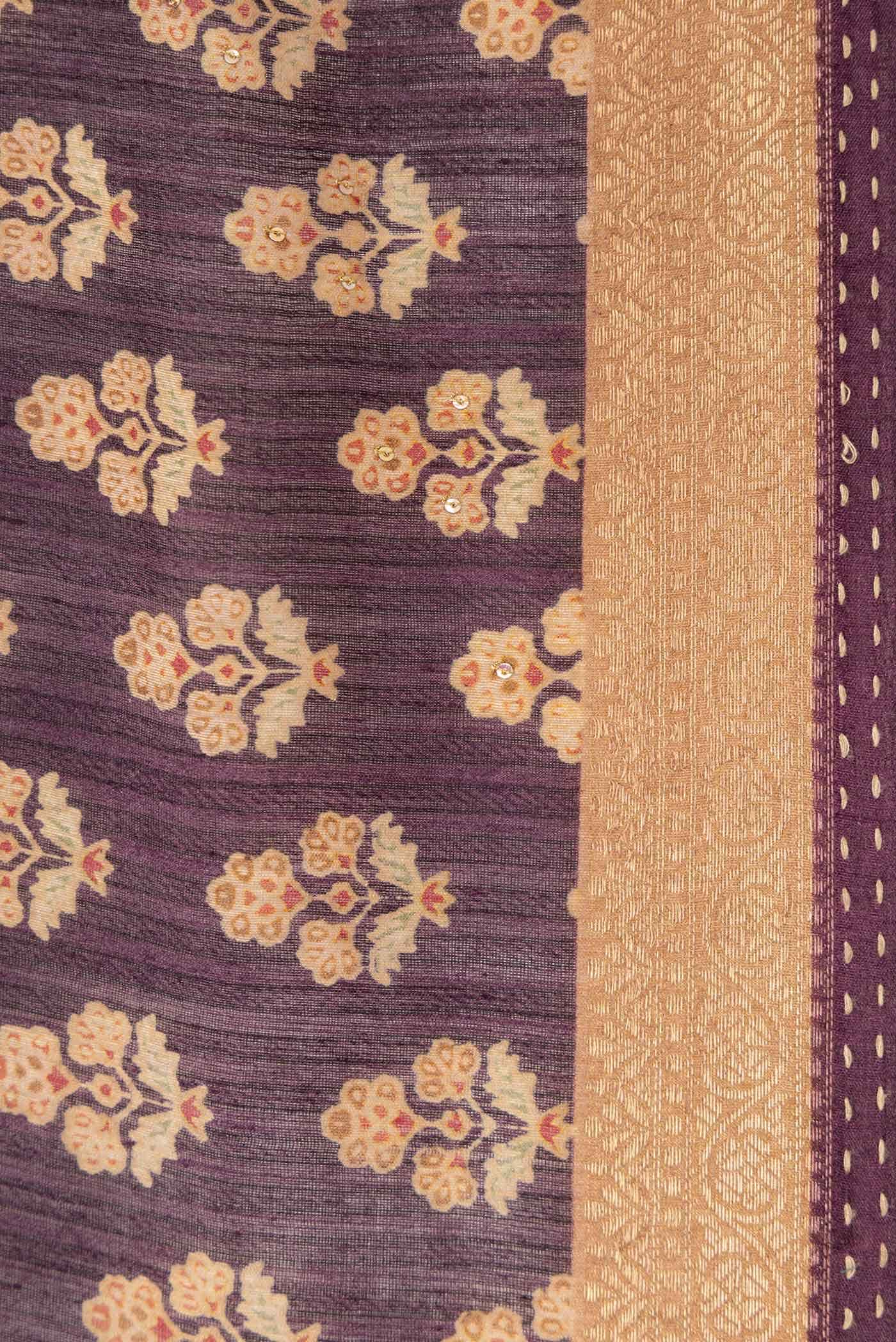 Burgundy Tussar Silk Saree