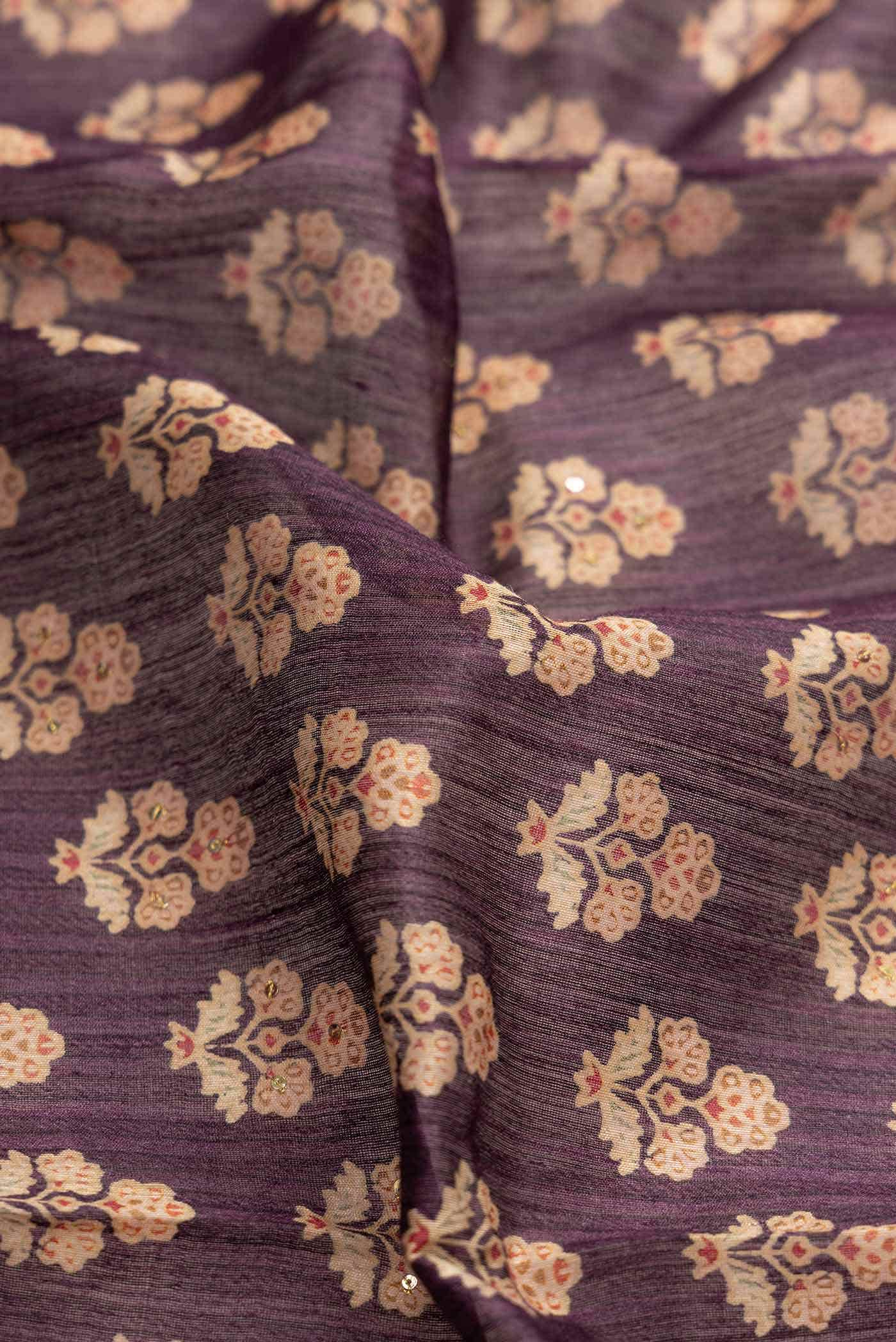 Burgundy Tussar Silk Saree
