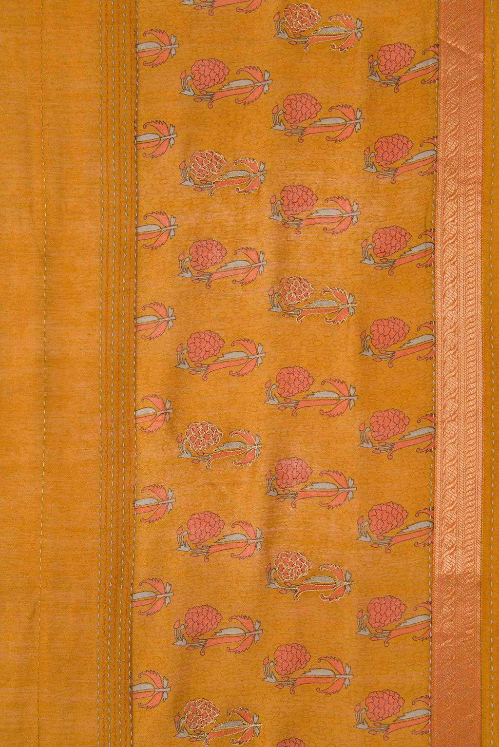 Mustard Tussar Silk Saree