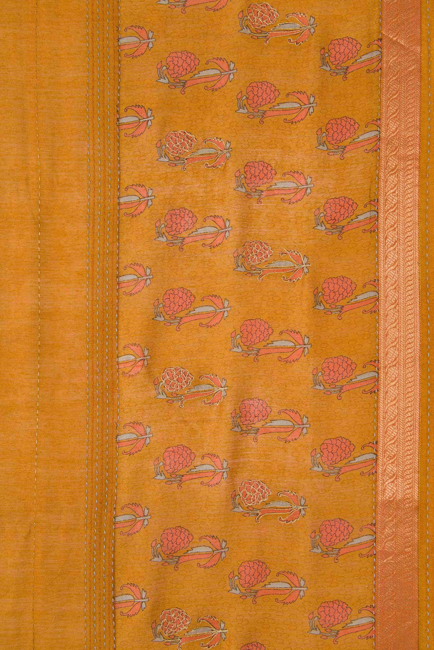 Mustard Tussar Silk Saree